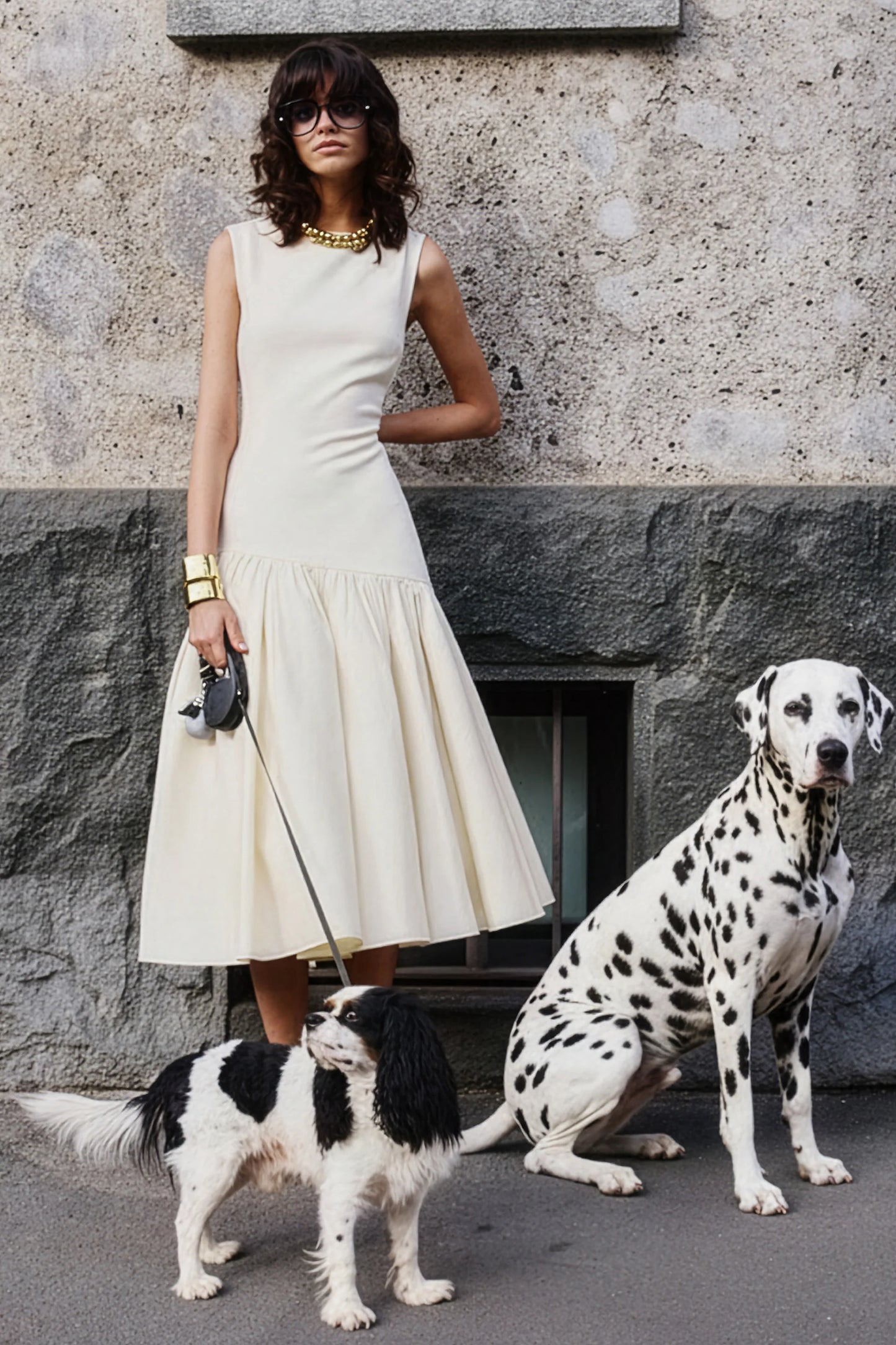 Fantasia Cream Boat-Neck Midi Dress With Asymmetric Drop-Waist