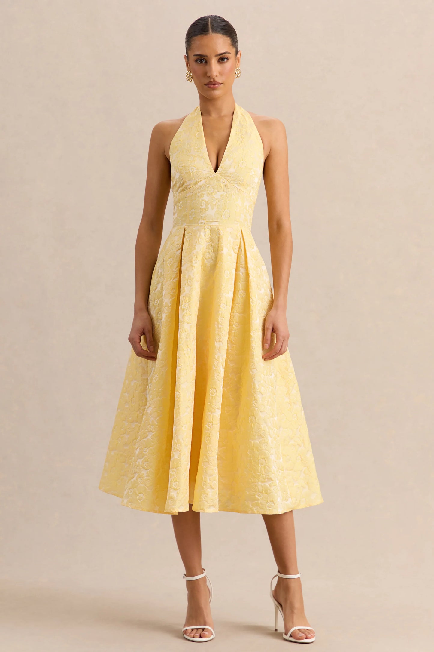 Nyomi Lemon Satin Halter-Neck Midi-Dress