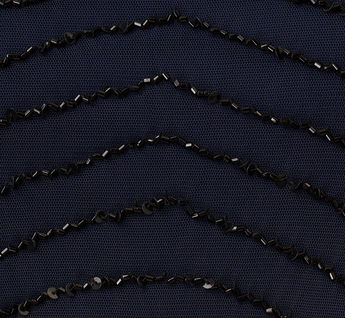 Art Deco Beaded Blouson Dress With Halter Neckline In Navy Black
