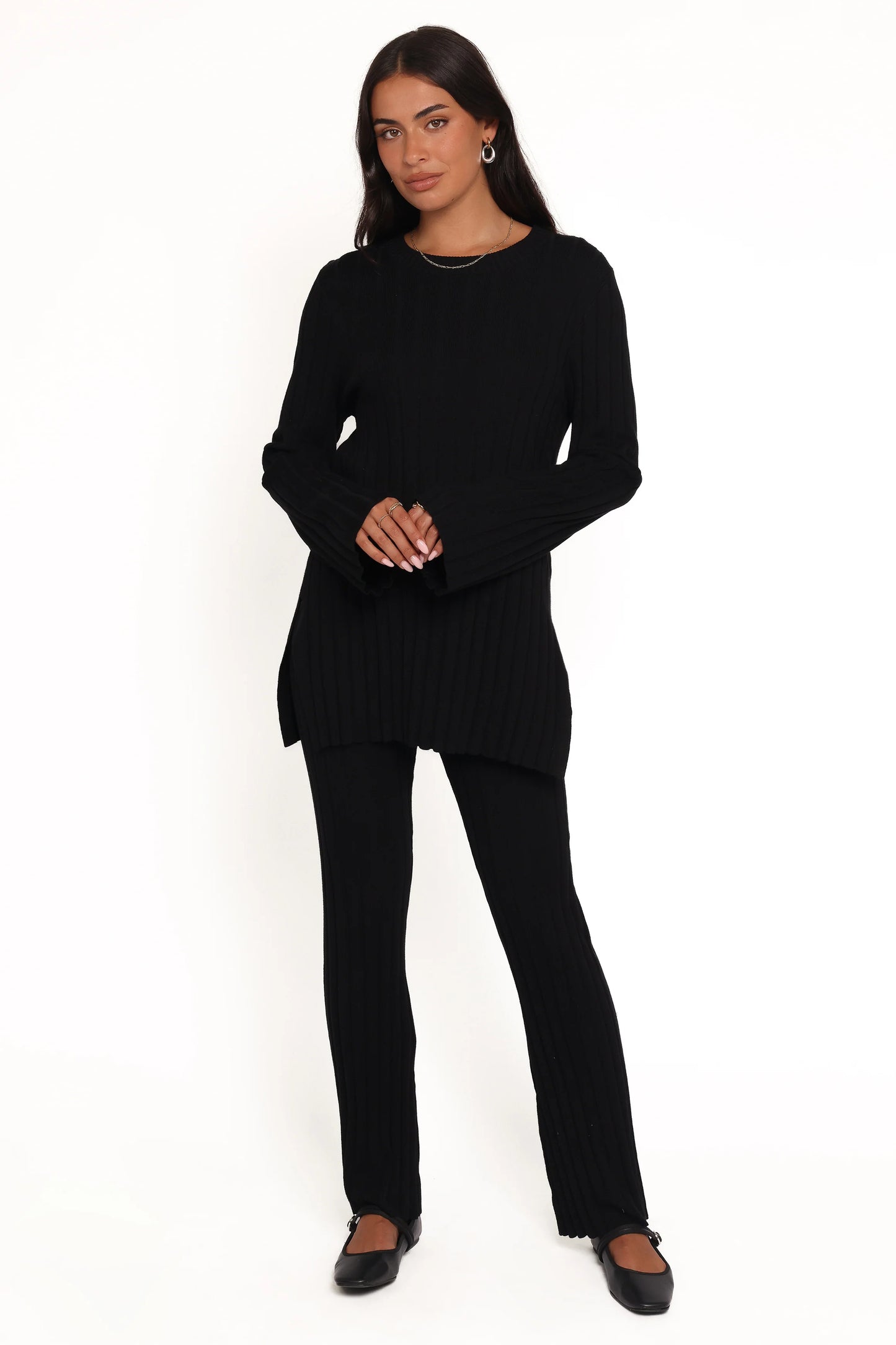 Silvie Long Sleeve Knitted Set - Black