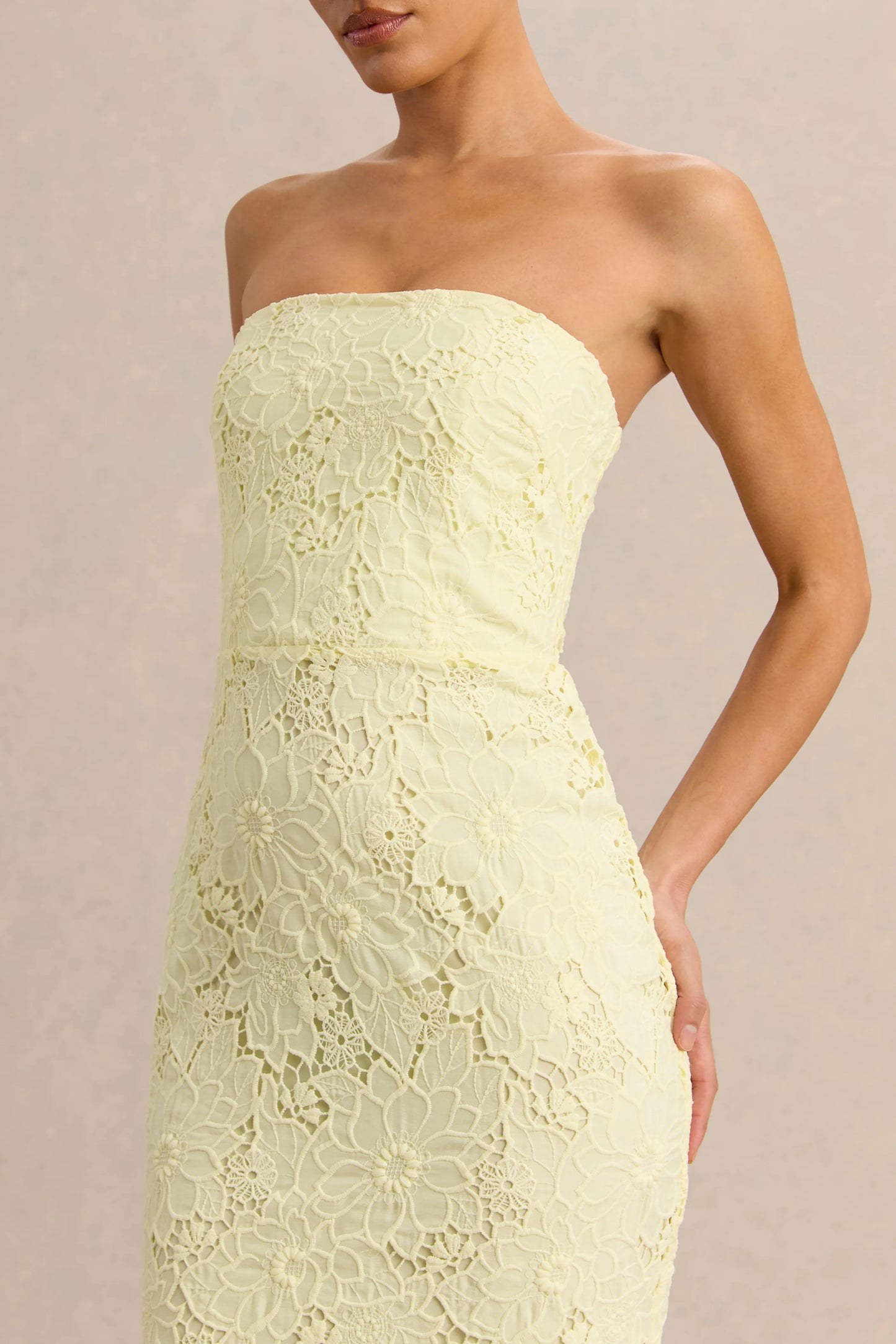 Suzie Lemon Lace Bandeau Maxi Dress