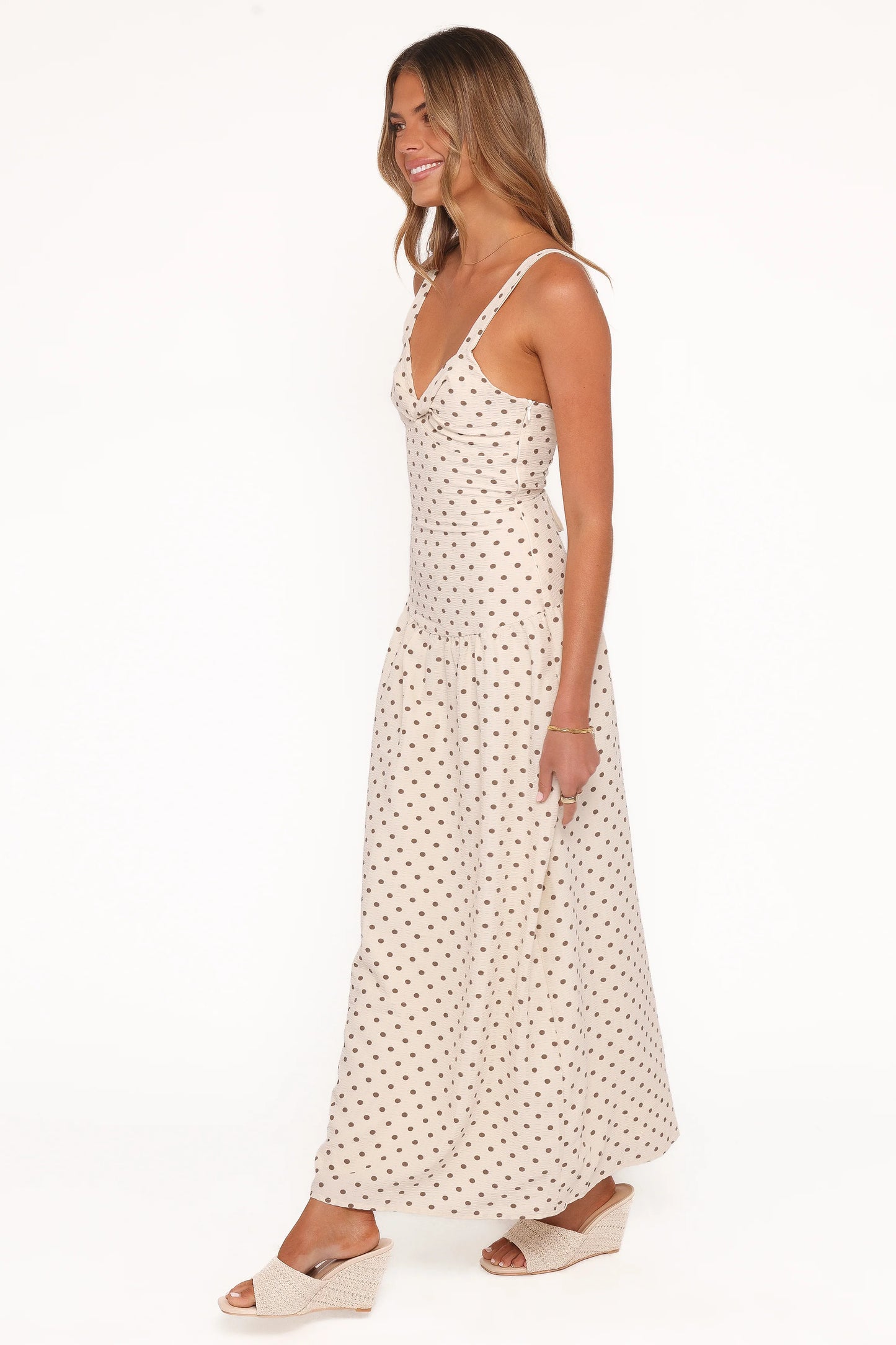 Sophina Midi Dress - Brown Polka Dot