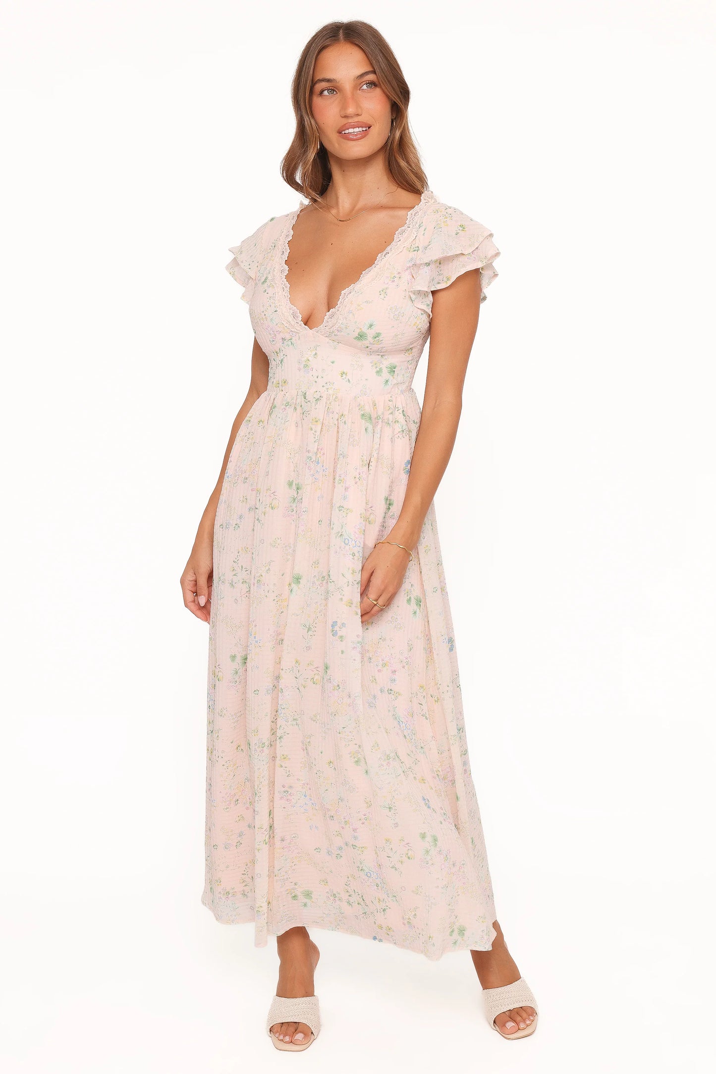 Angelica Midi Dress - Pastel Pink Floral