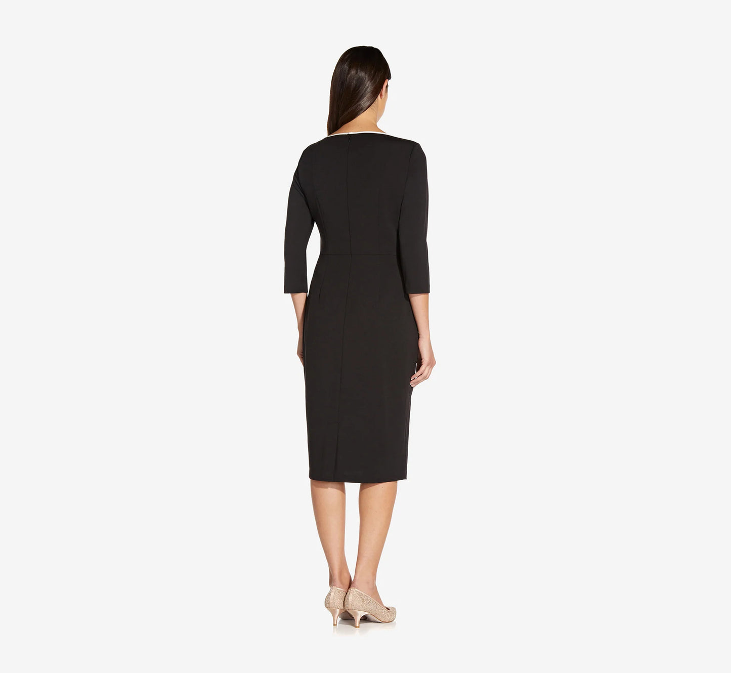 Knit Crepe Tie Dress In Black Ivory
