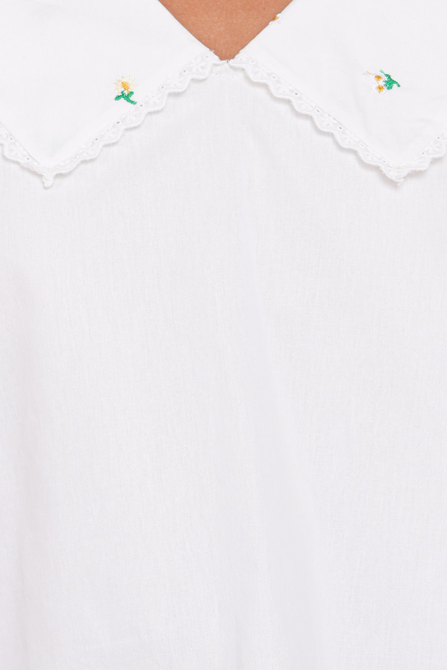 Kenna Embroidered Long Sleeve Top - White Floral