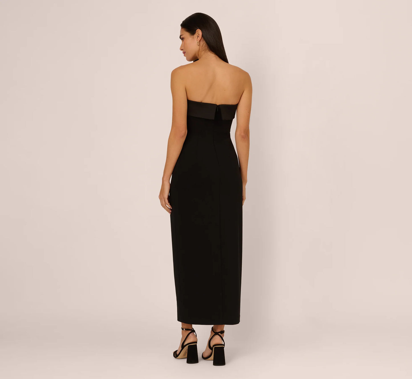 Strapless Knit Crepe Blazer Midi Dress In Black