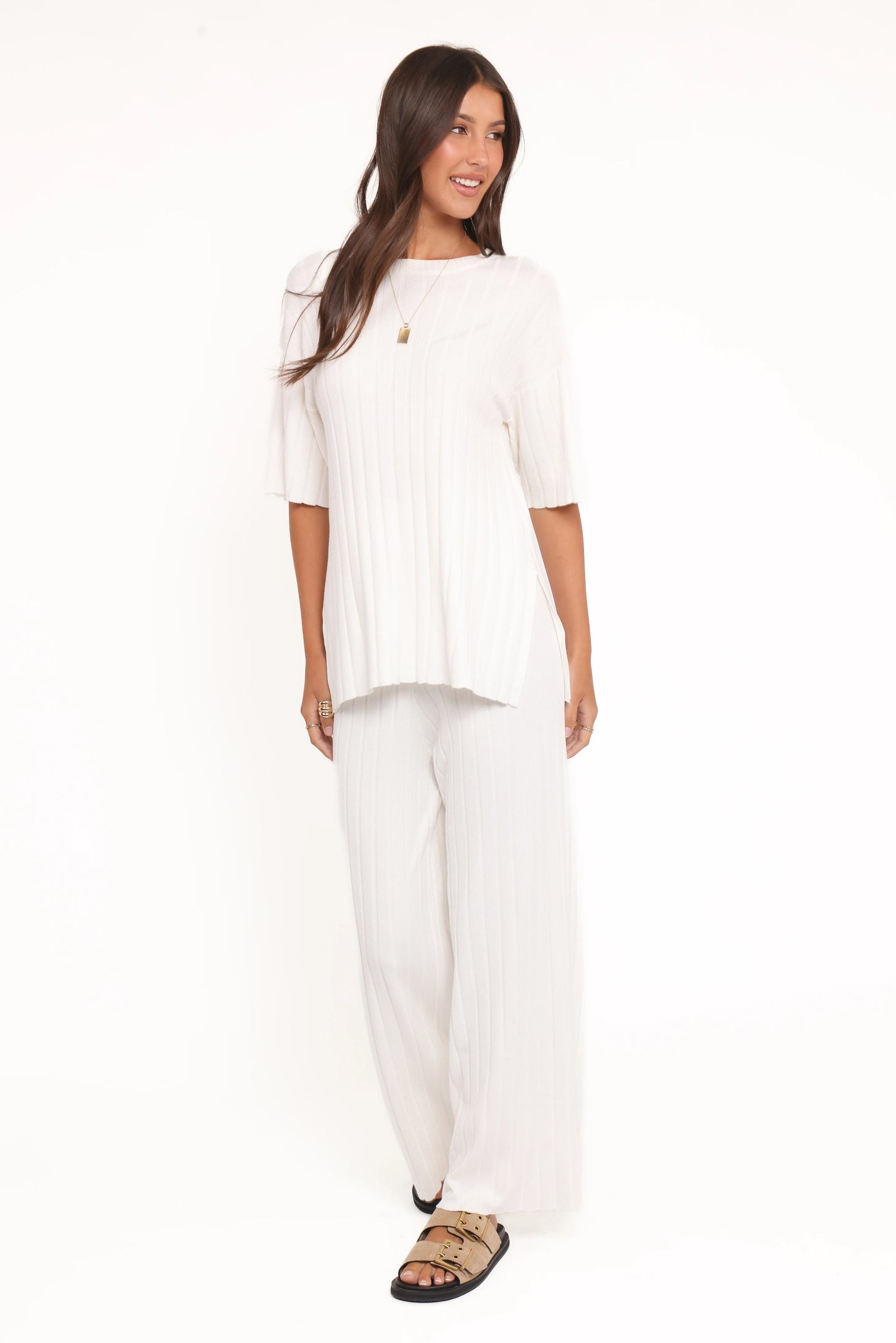 Alix Ribbed Knit Set - Cream