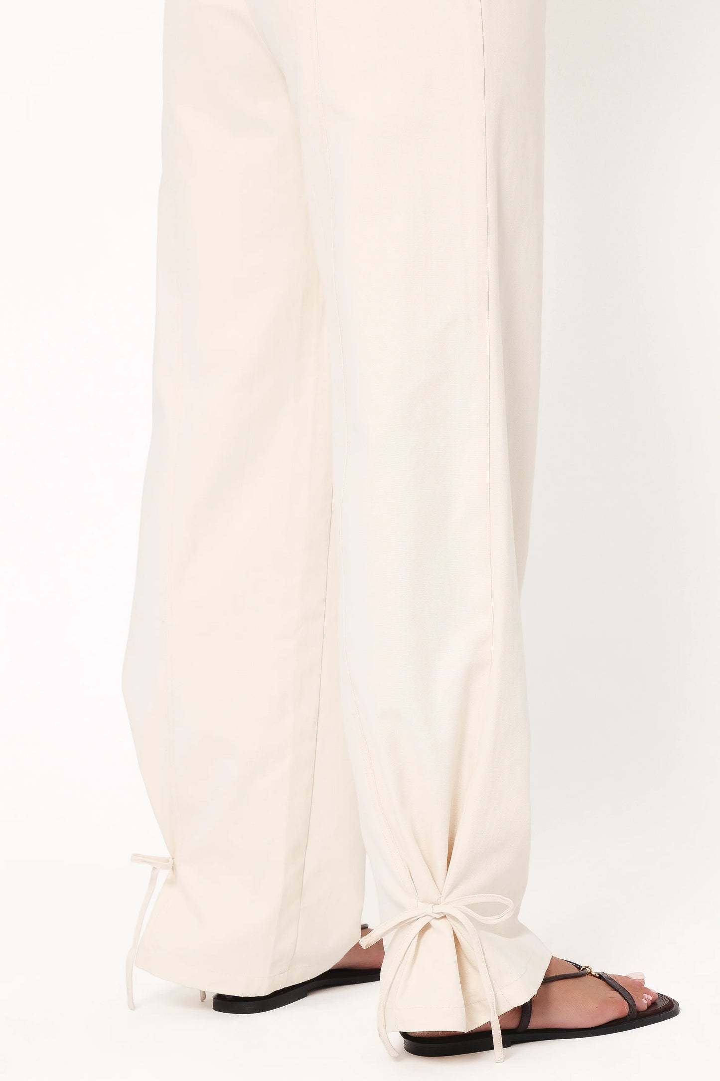 Asher Tie Detail Tapered Leg Pants - Cream