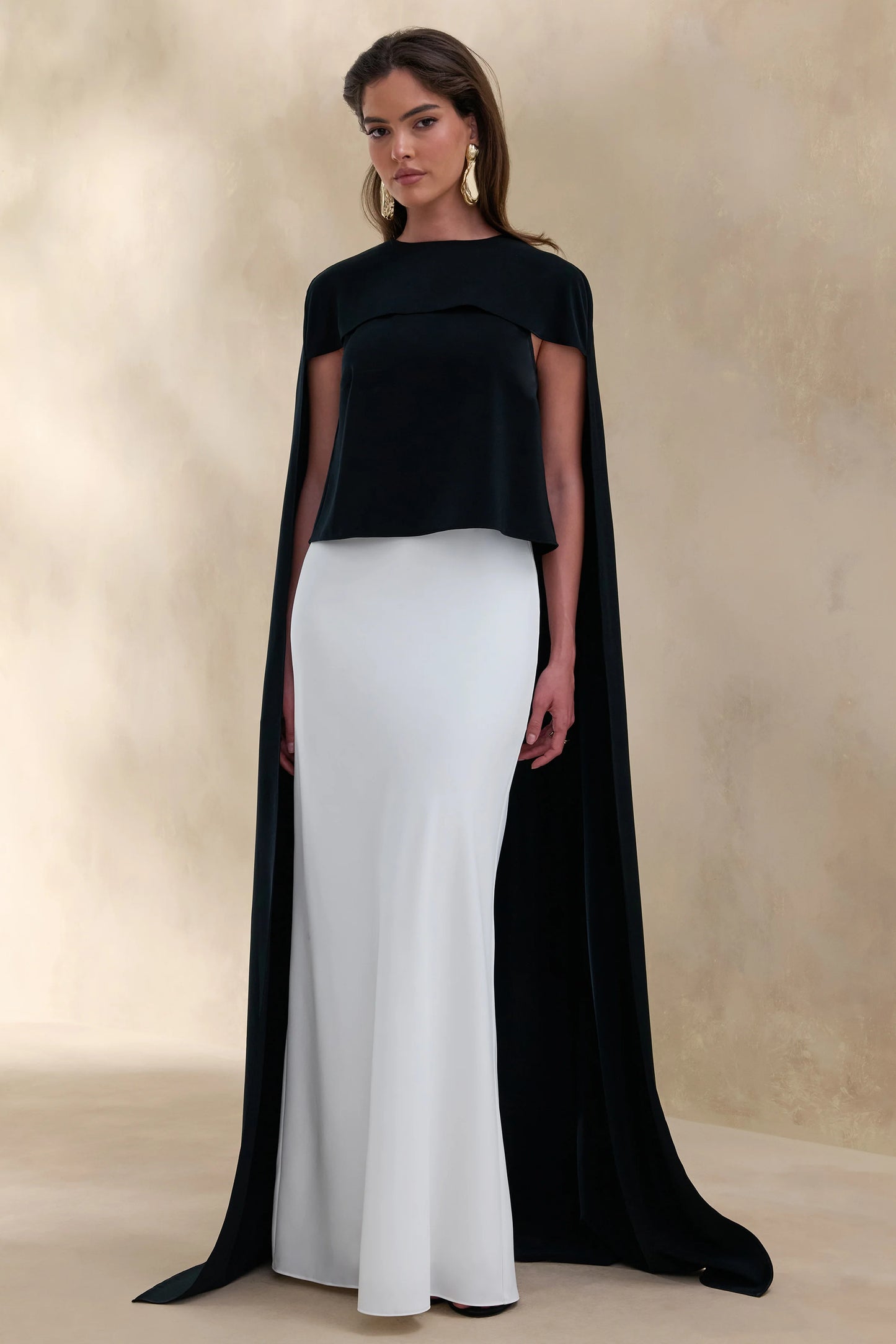 Iveta White Satin Maxi-Skirt