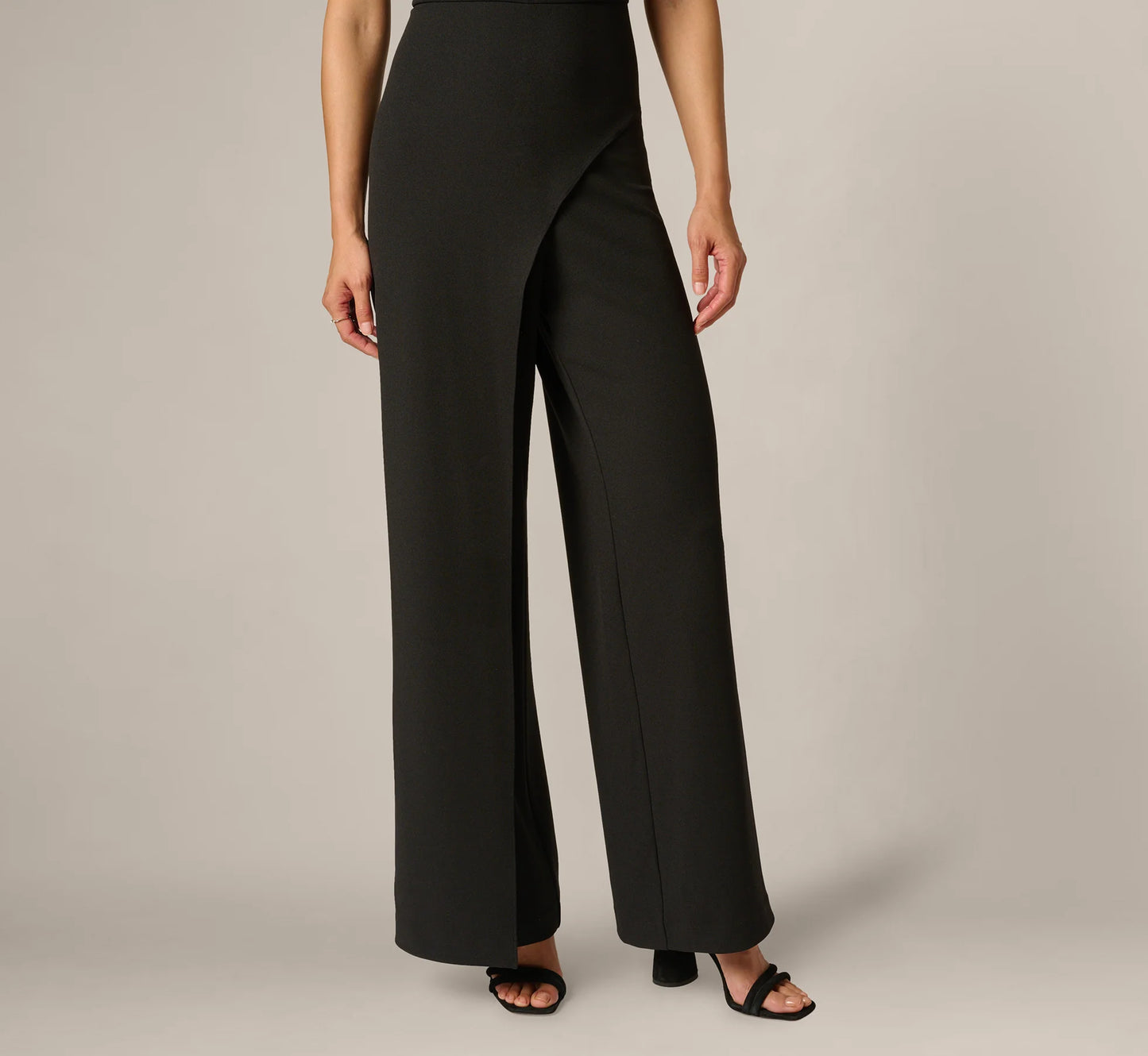 Buckle Shoulder Overlay Stretch Jumpsuit In Black