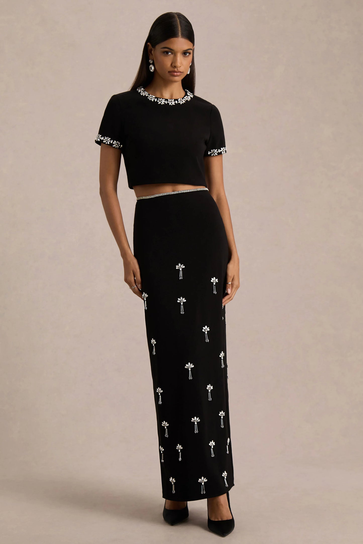 Salma Black Hand-Embellished Top