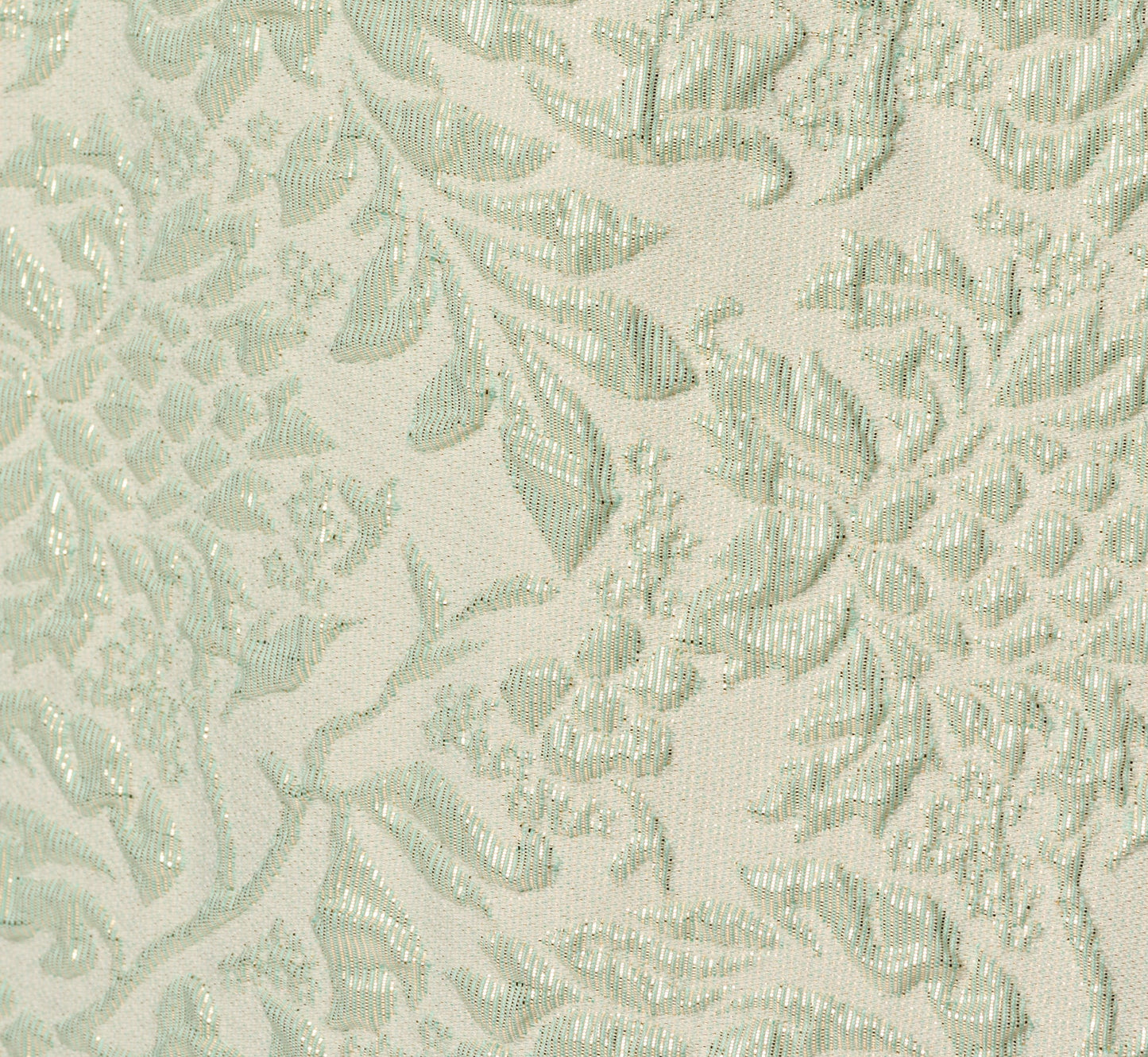 Strapless Metallic Jacquard Column Gown In Mint Glaze