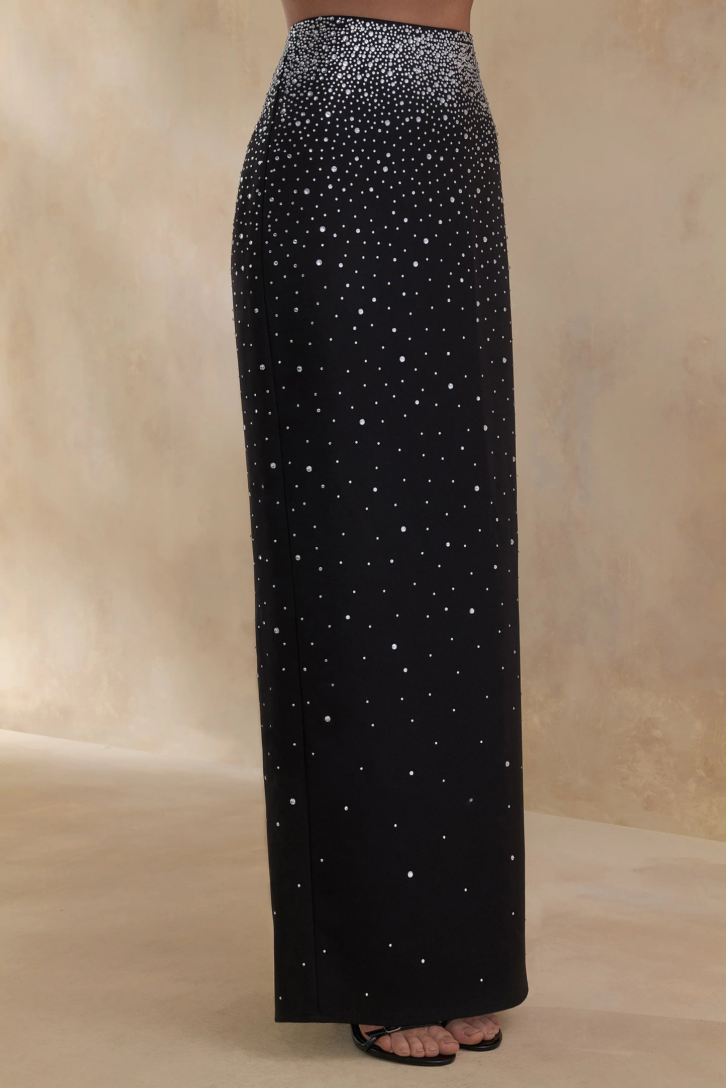 Fabiana Black Hand-Embellished Maxi Skirt