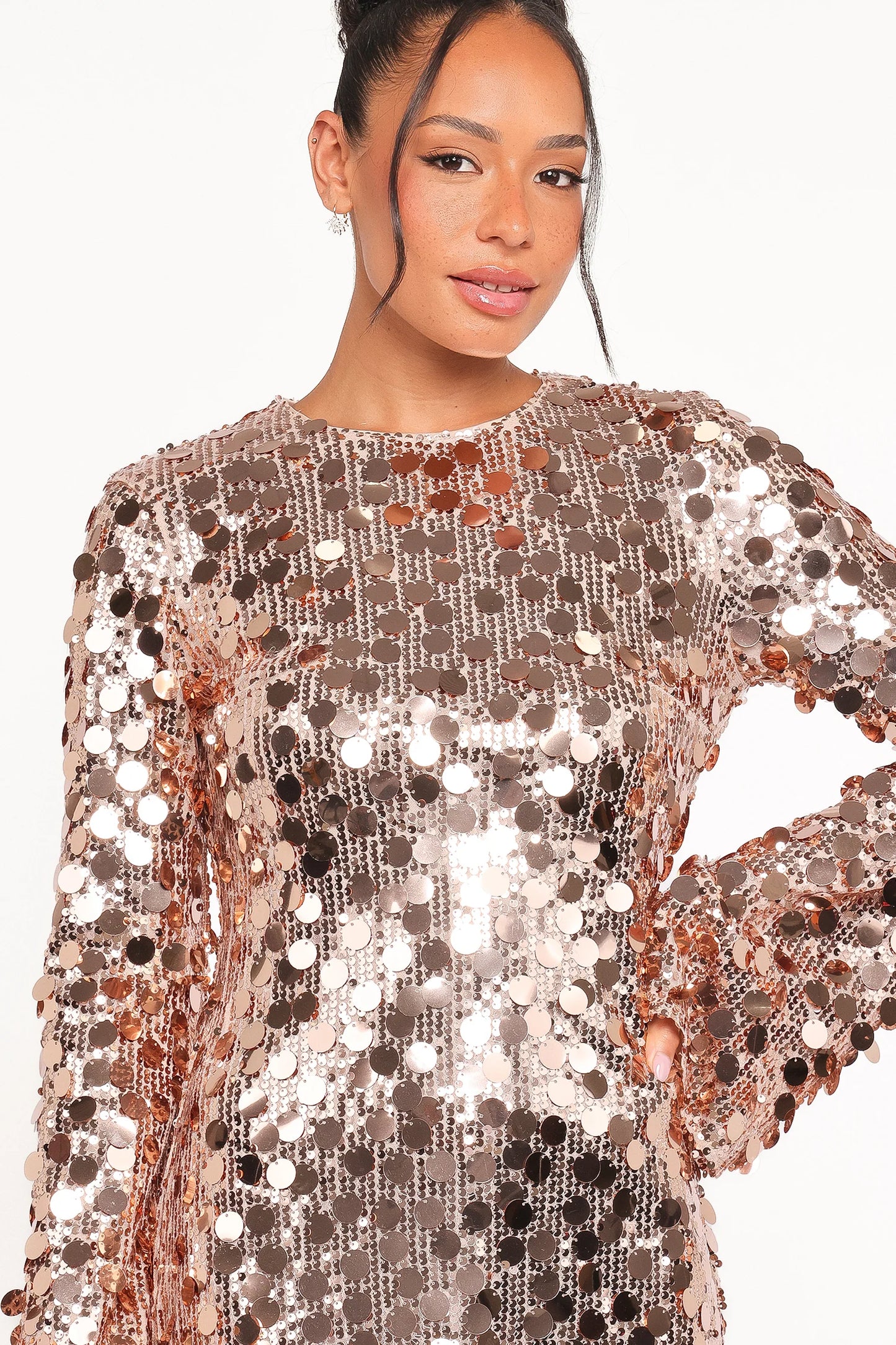 Electra Long Sleeve Mini Dress - Gold