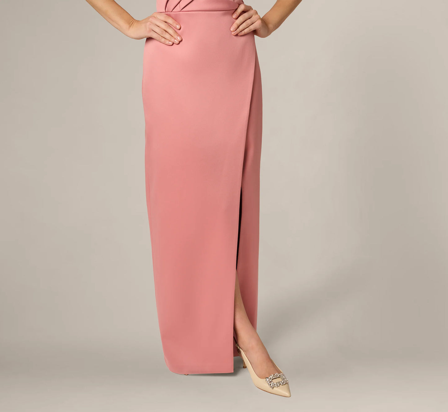 Strapless Duchess Satin Pleated Gown In Rose
