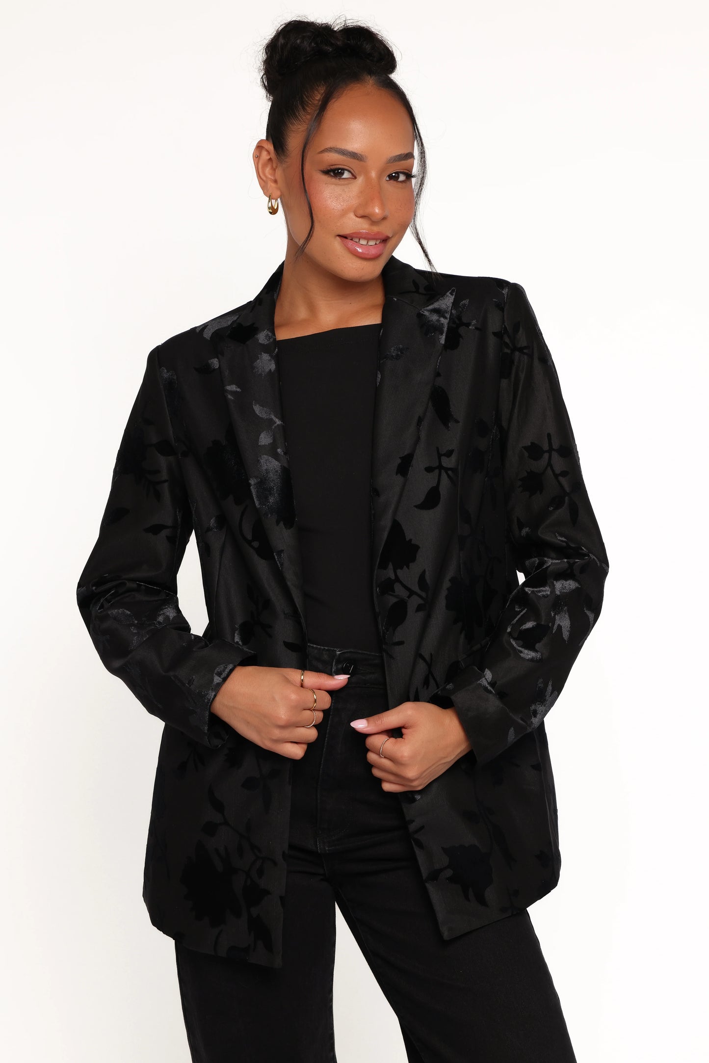 Ollie Burnout Blazer - Black Velvet