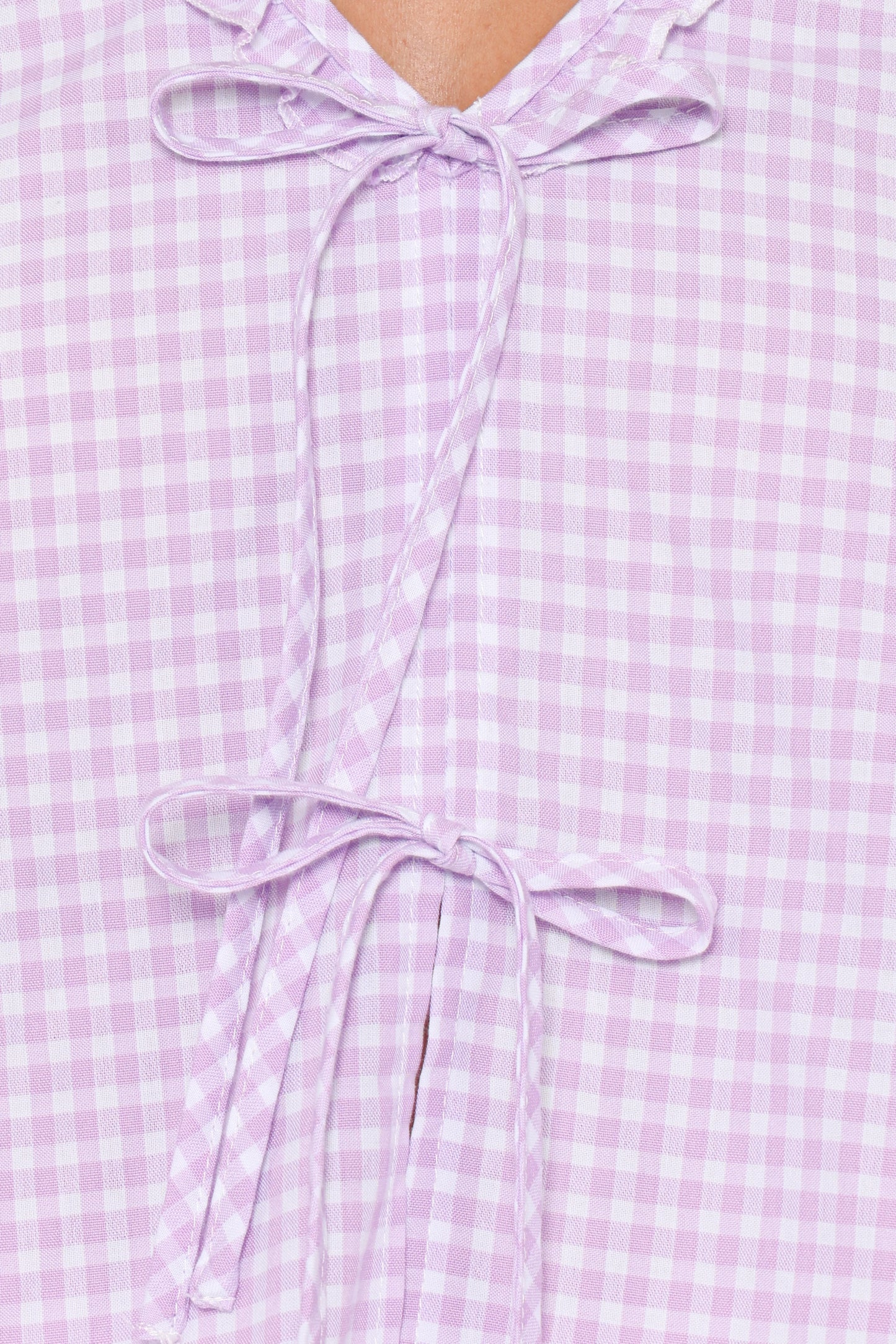 Fainche Front Tie Top - Lilac Gingham