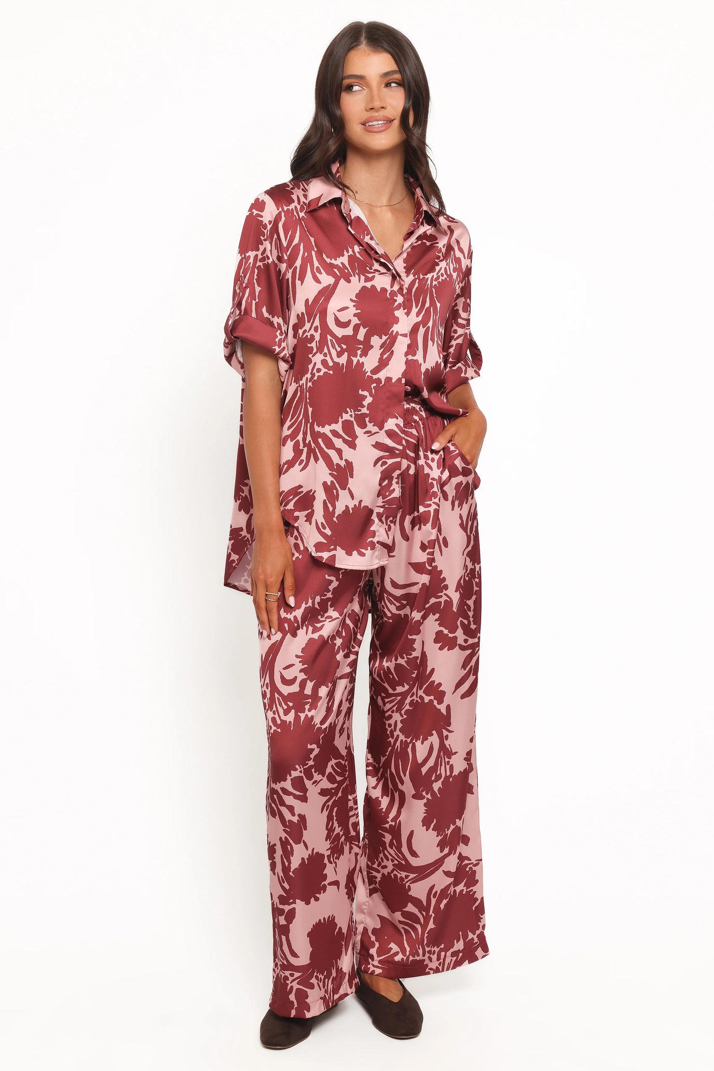 Elysia Shirt - Pink Burgundy