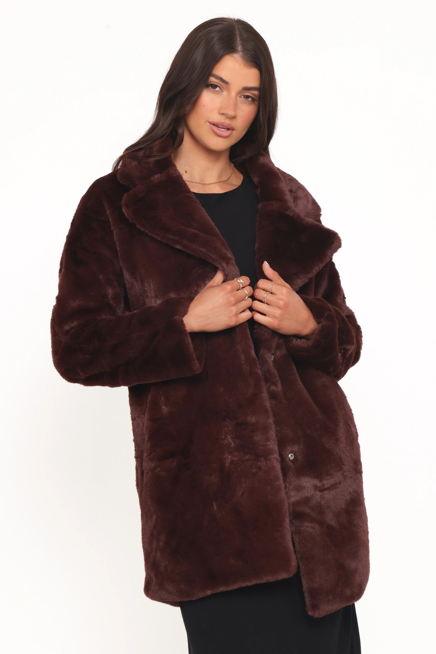 Meeka Faux Fur Jacket - Burgundy