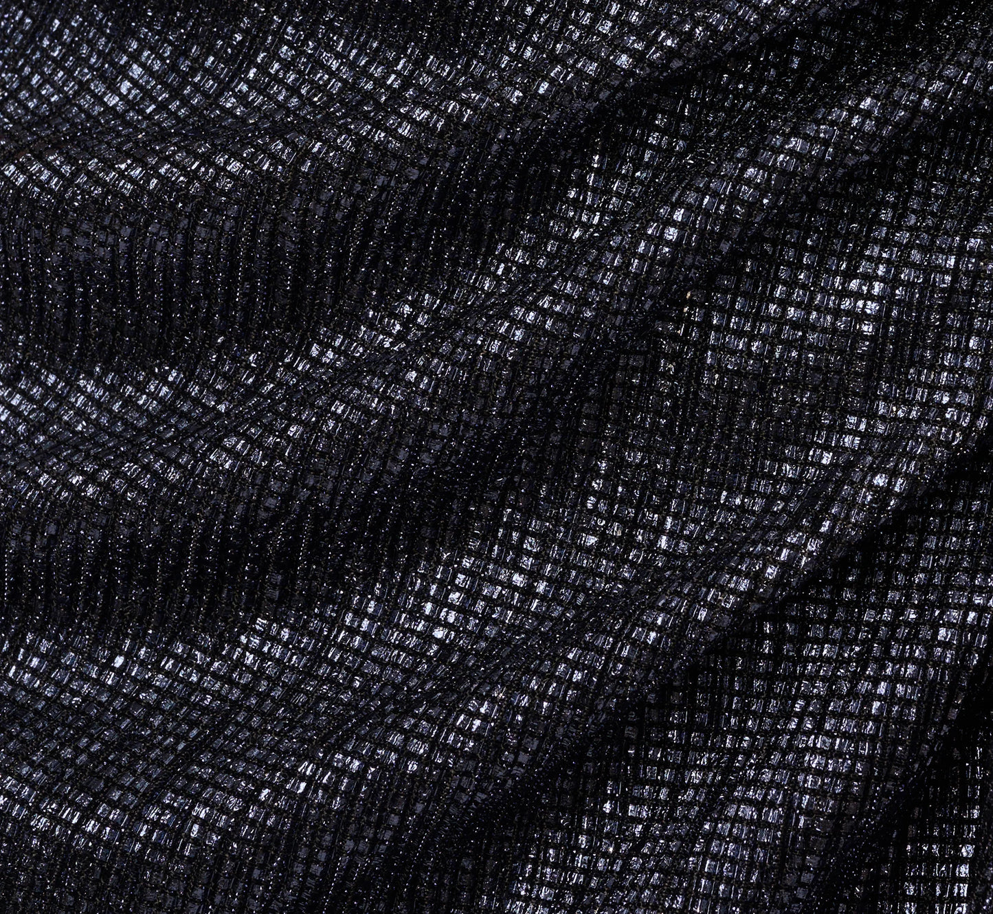 Draped Metallic Foil Long Dress In Navy