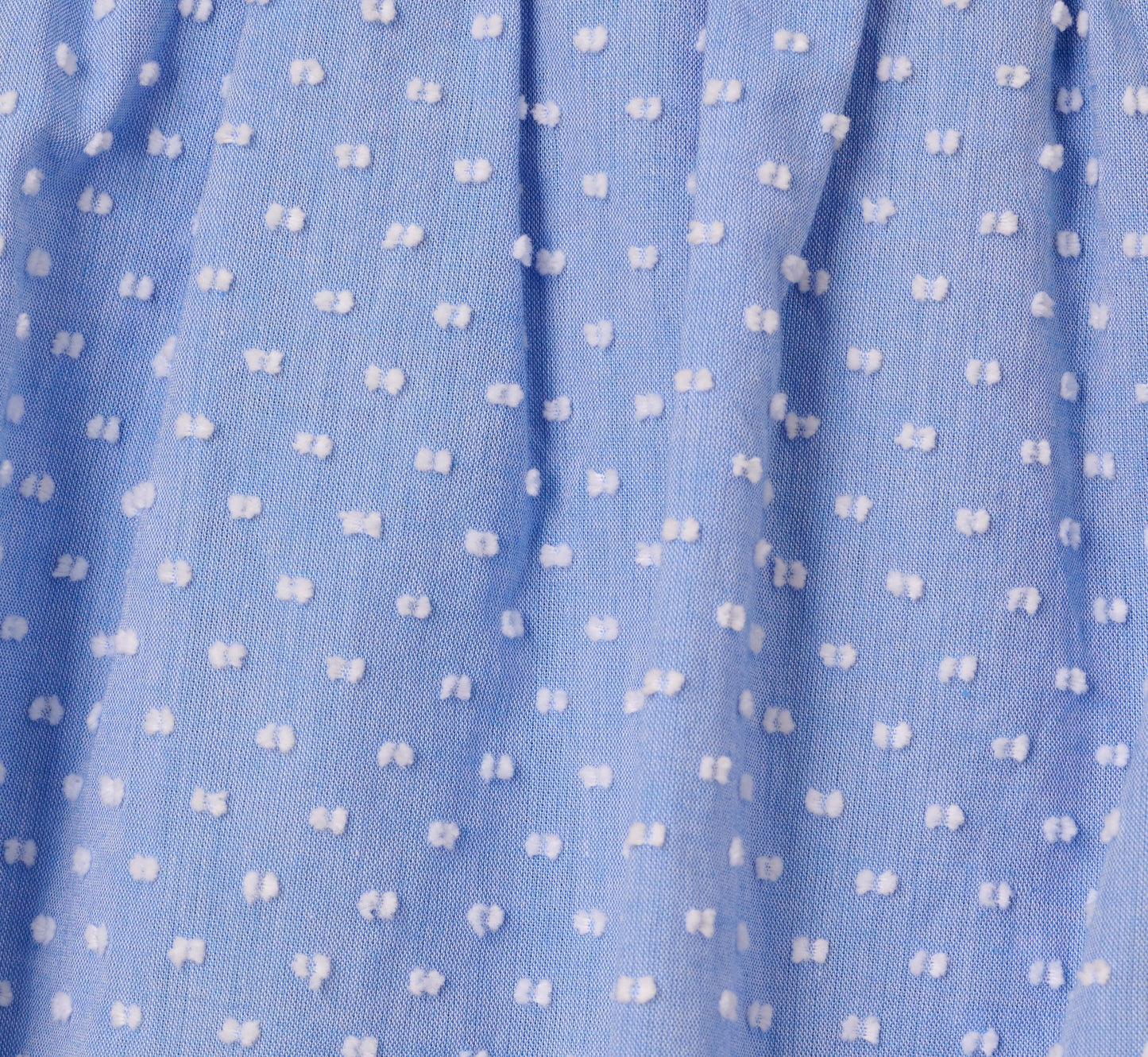 Polka Dot Ruffle Flounce Short Dress In Chambray Blue
