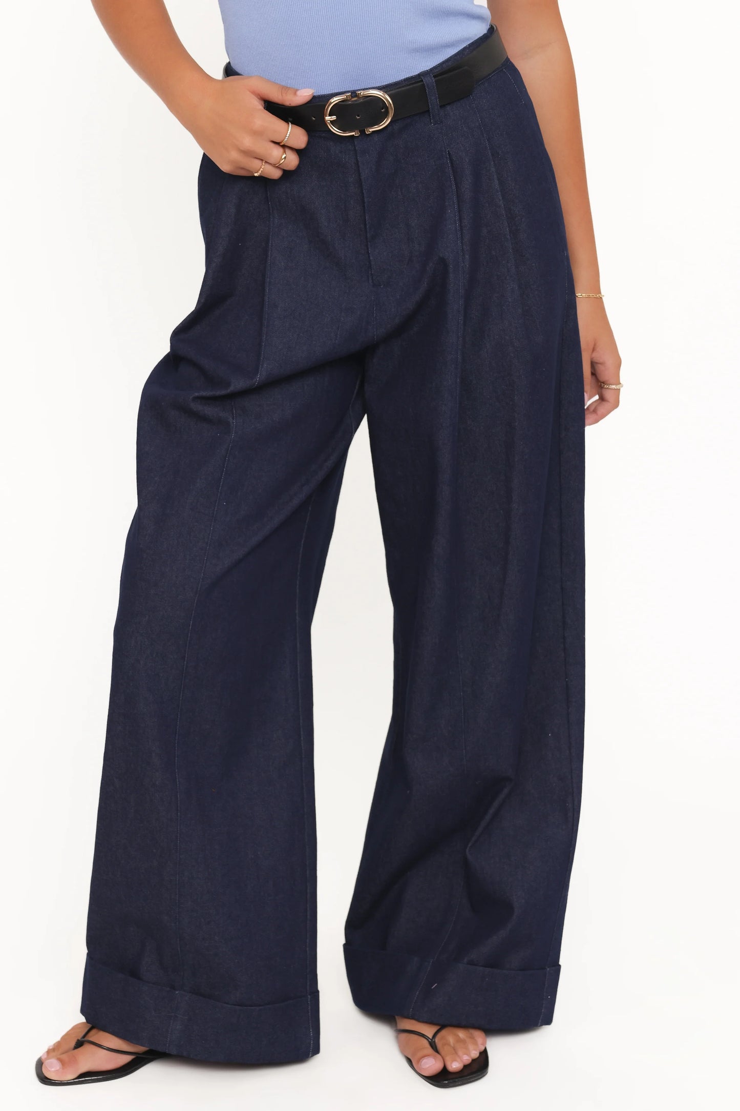 Elinor Cuffed Denim Pant - Dark Wash