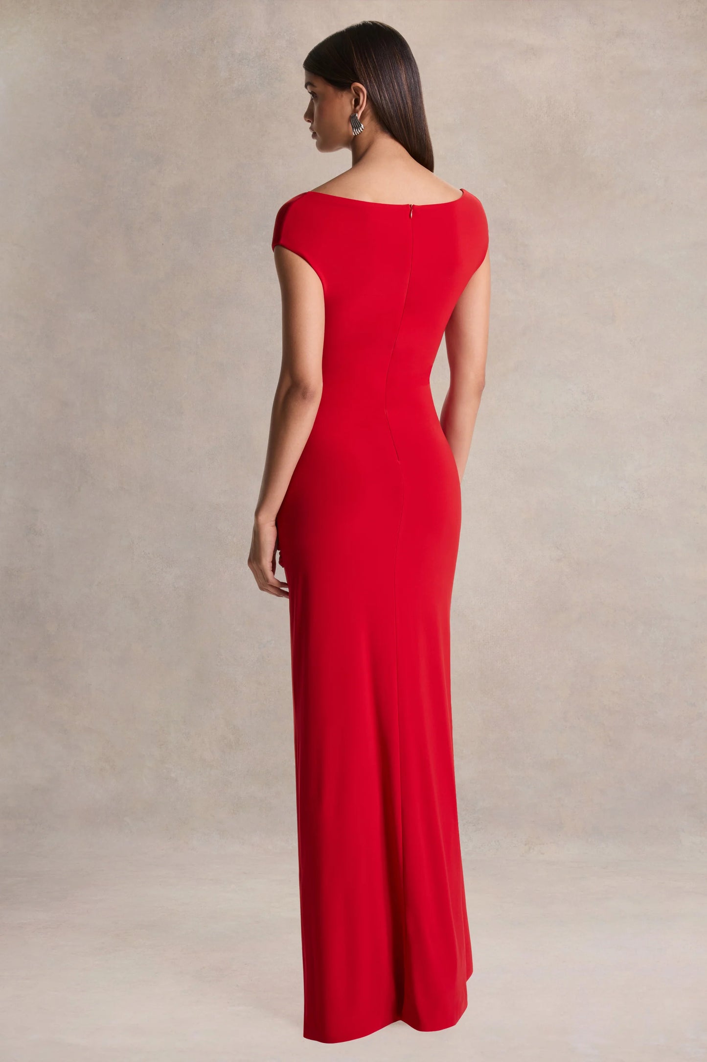 Petronia Red V-Neck Maxi Dress With Wrap-Detail