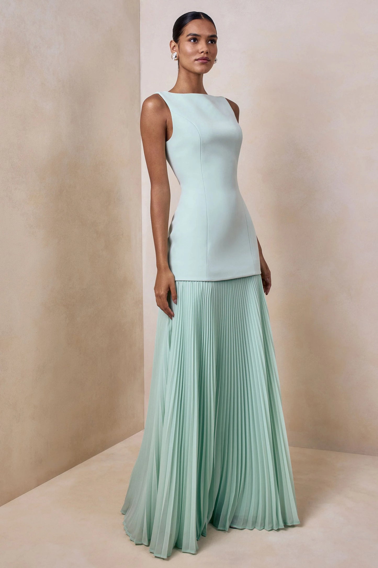 Hadley Sage Boat-Neck Maxi Dress With Drop-Waist