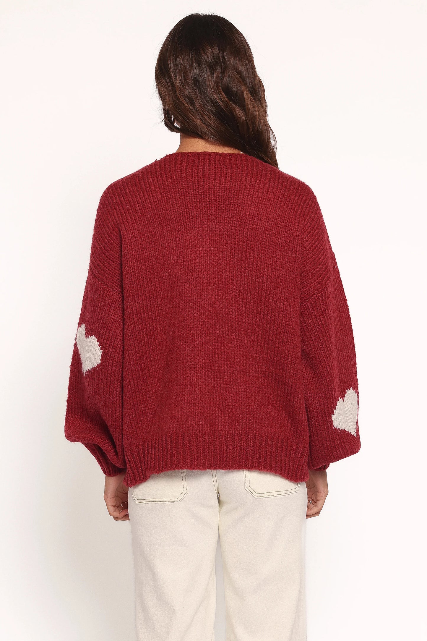 Nadine All Over Heart Tie Front Cardigan - Wine