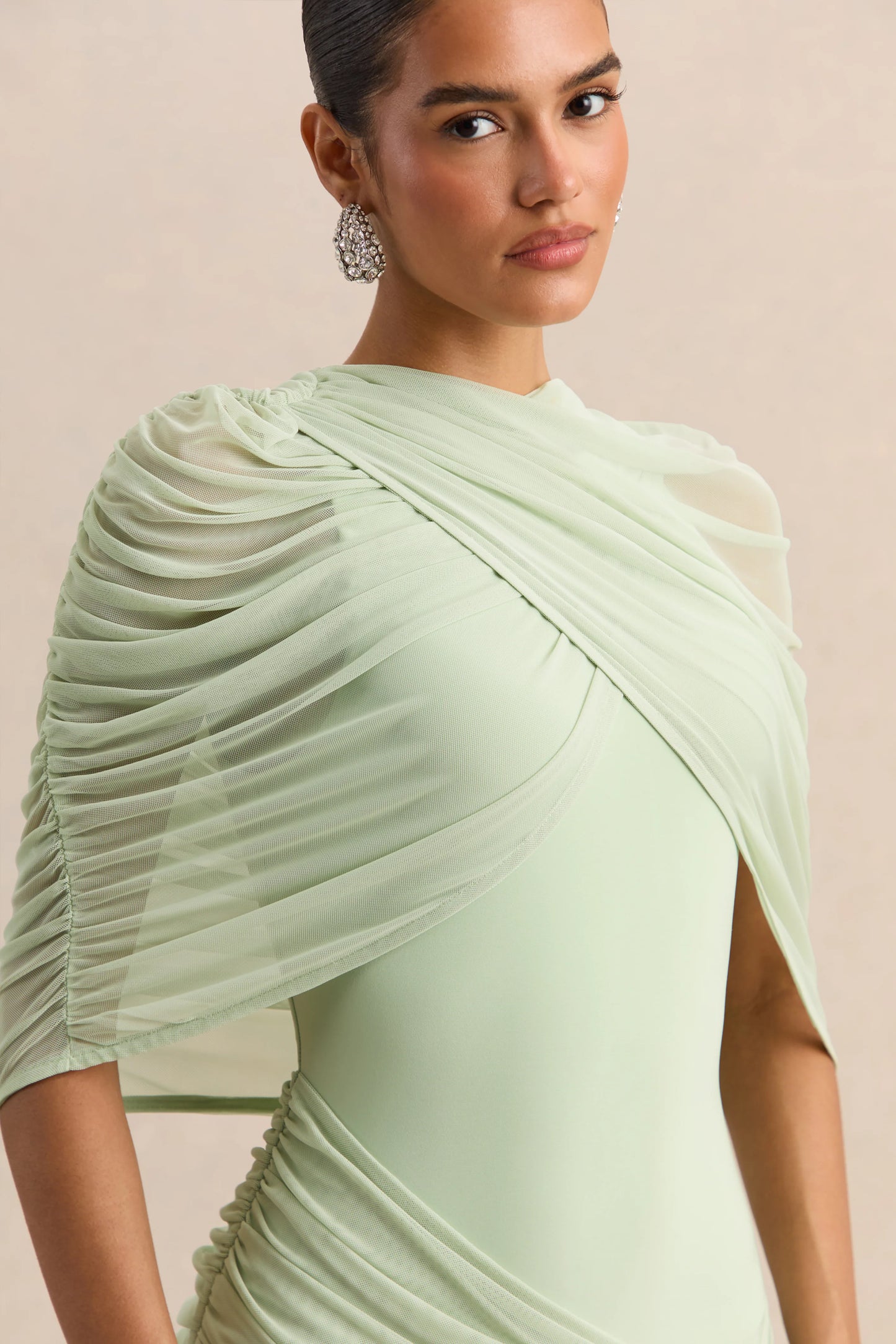 Magoria Mint Mesh Round-Neck Cape
