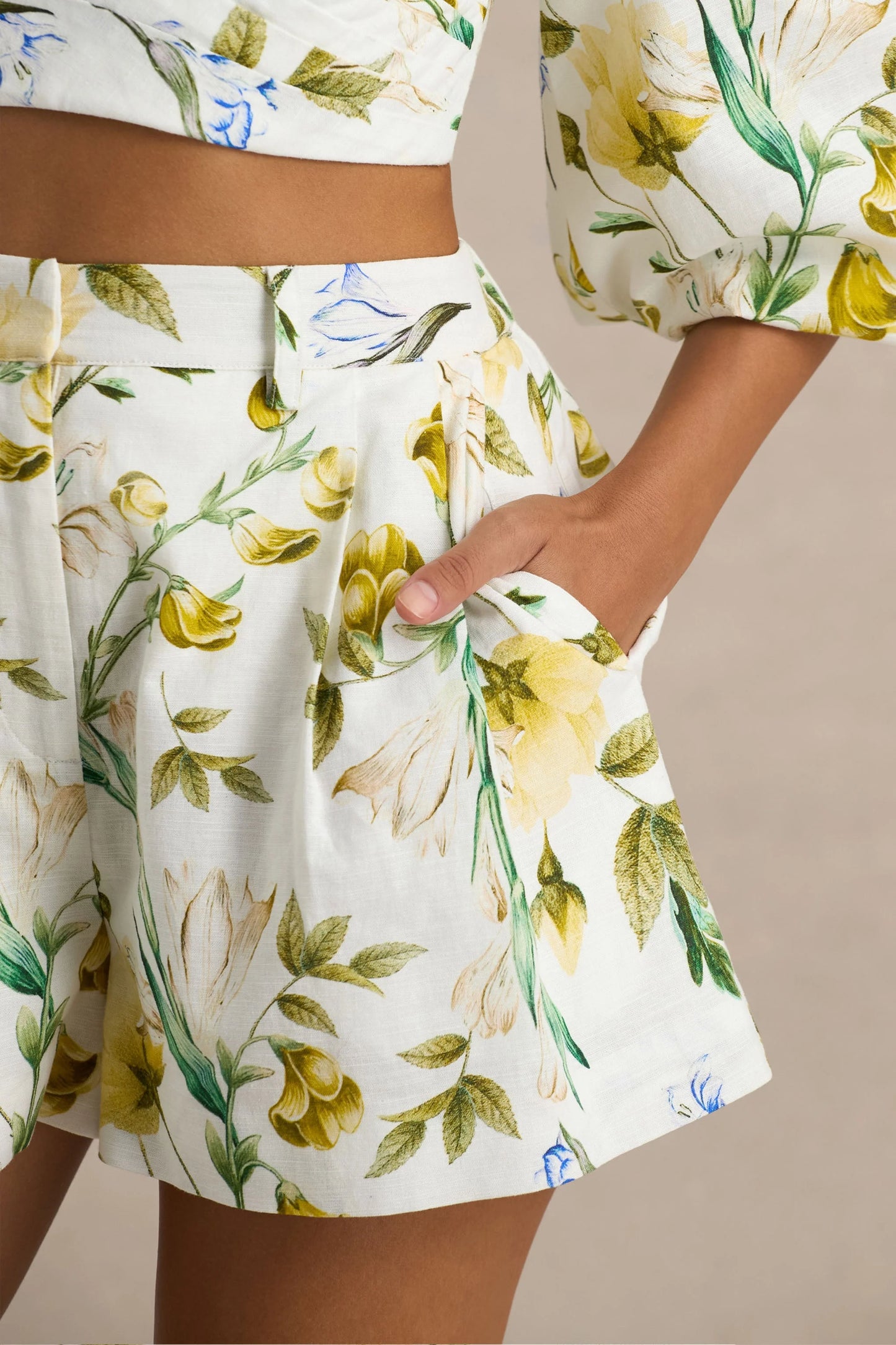 Pixel Lemon Floral Print Shorts