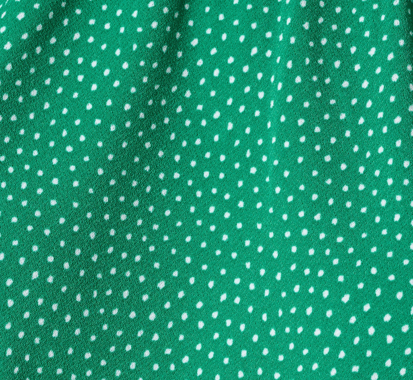 Double Flutter Sleeve Ruffle Neck Top In Vivid Green Broken Dot