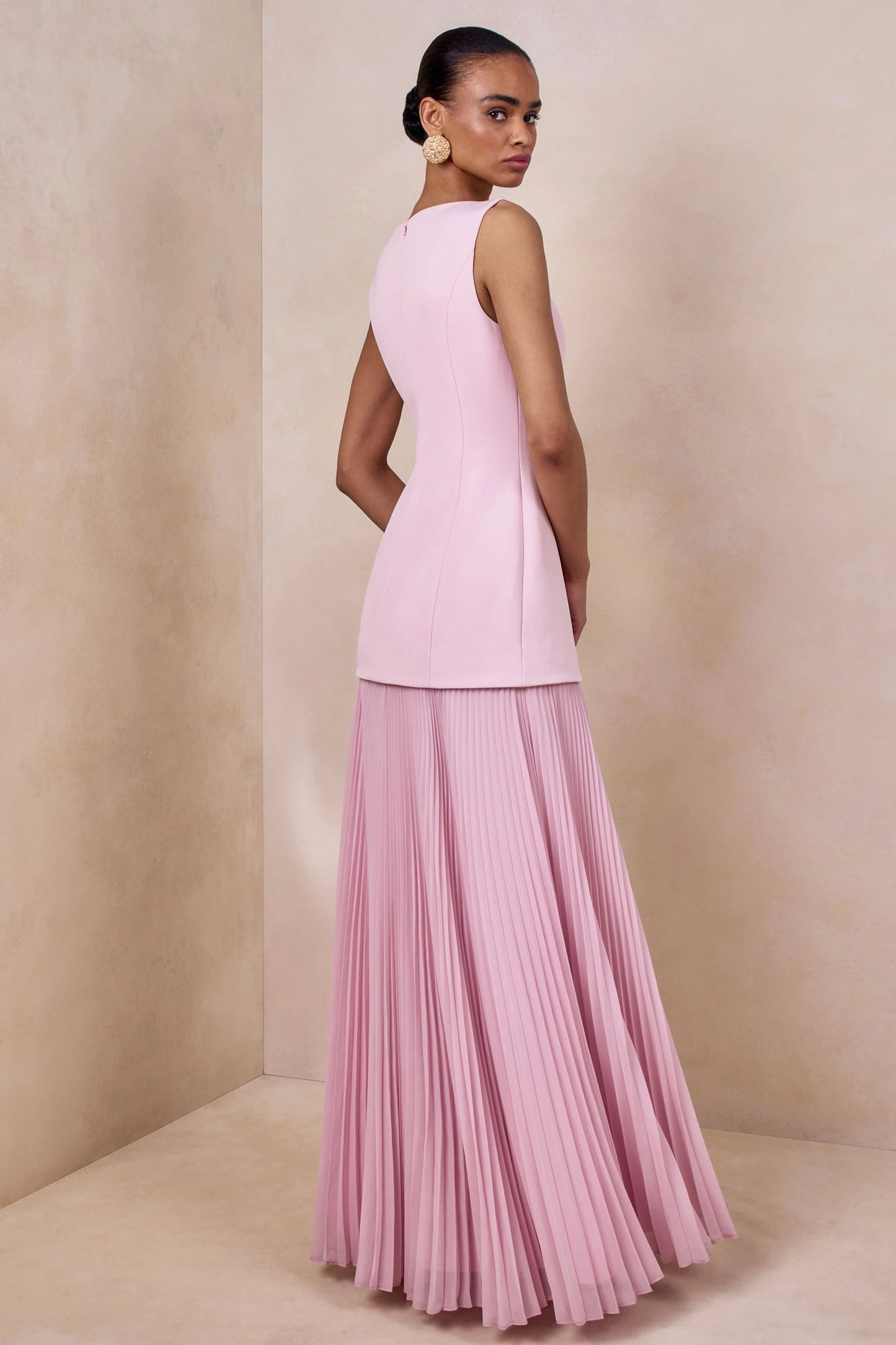 Hadley Light-Pink Boat-Neck Maxi Dress With Drop-Waist