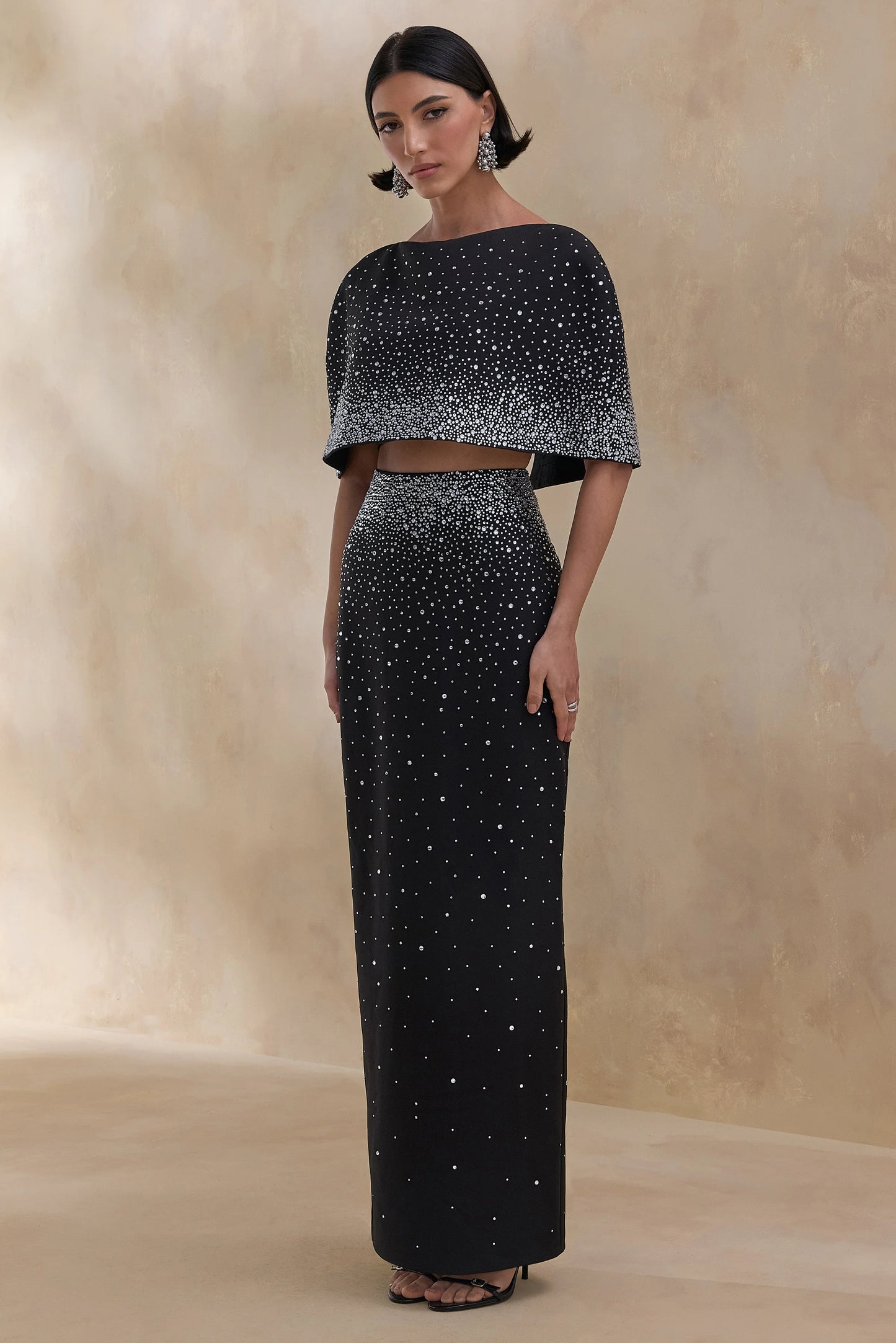 Fabiana Black Hand-Embellished Maxi Skirt