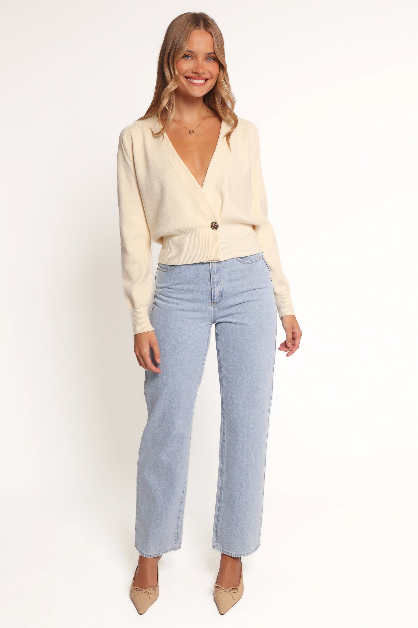 Caterina Button Cardigan - Cream