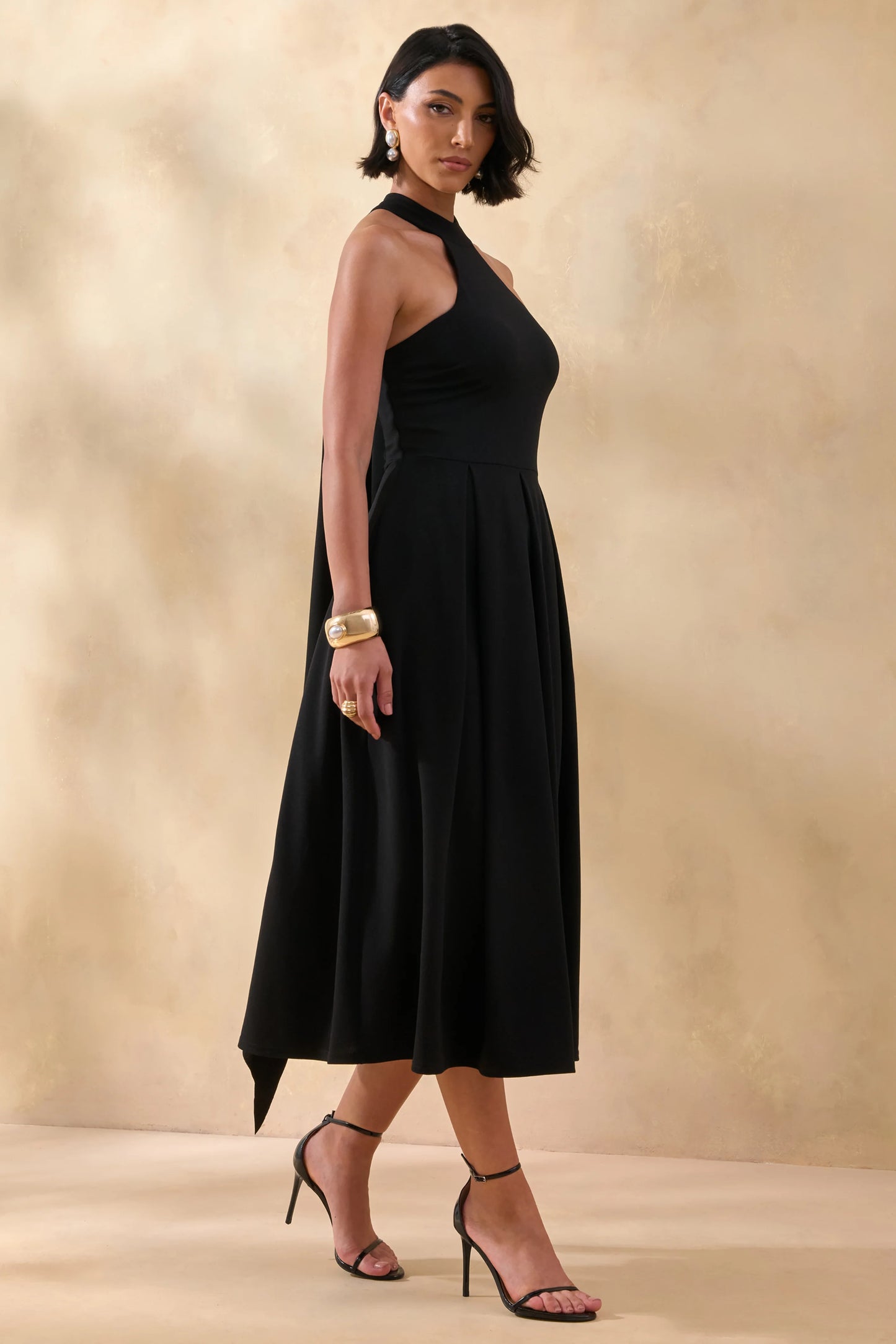 Rhode Black Halter-Neck Midi Dress