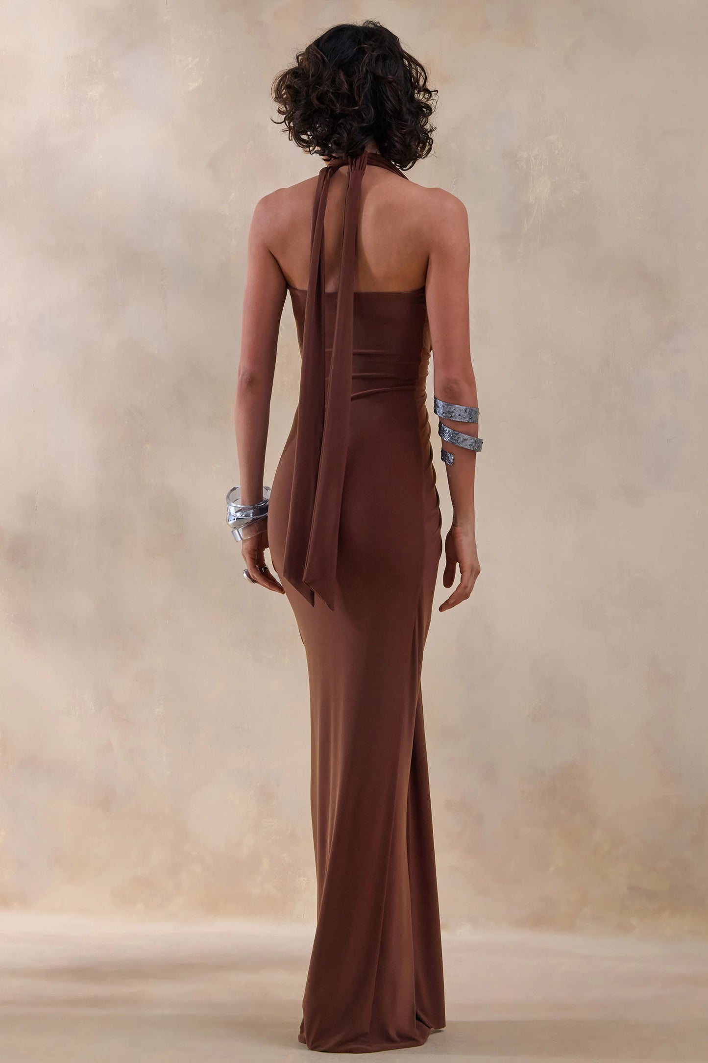 Lesley Brown Plunge-Neck Maxi Dress