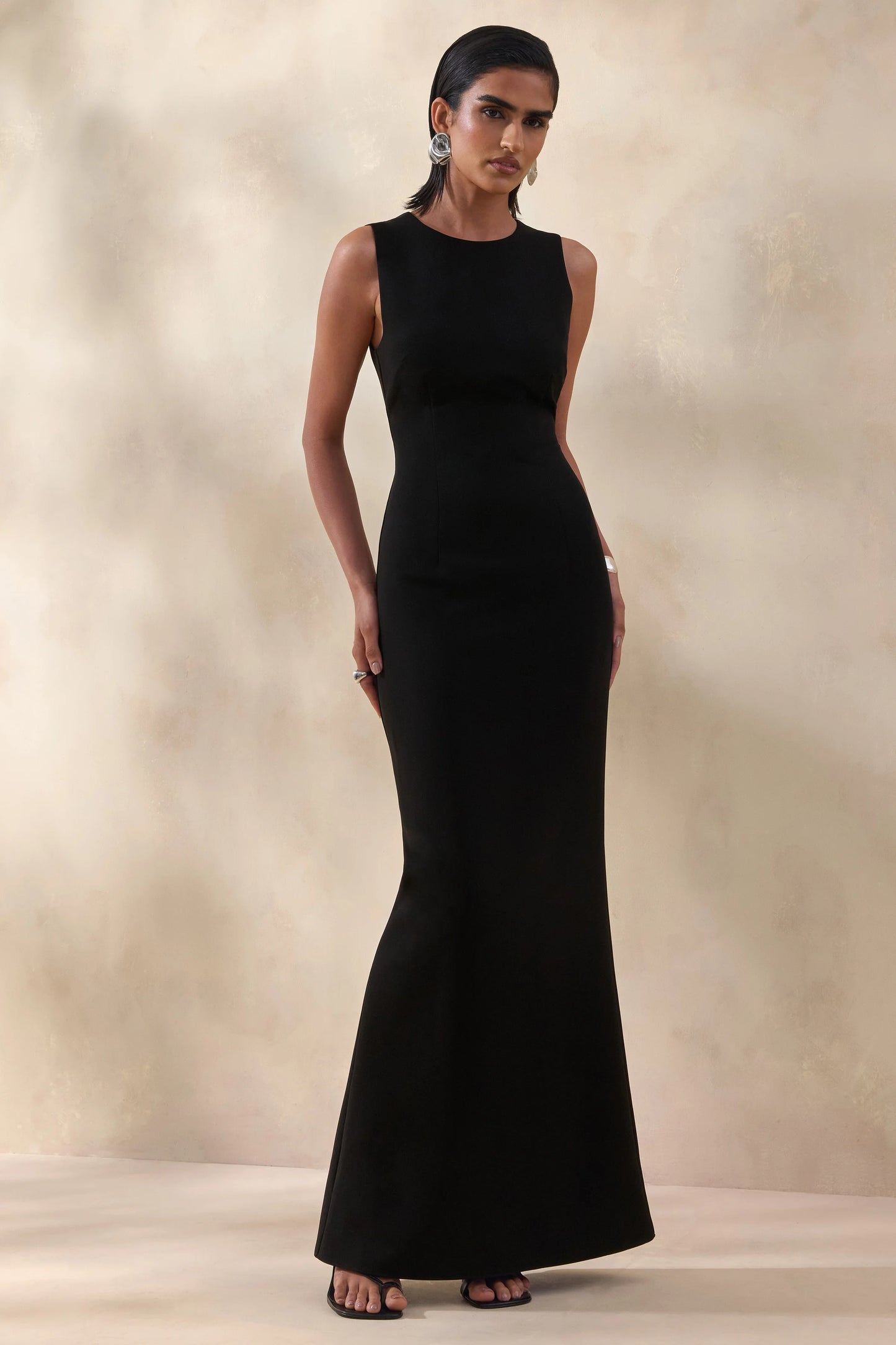 Astrelle Black High-Neck Maxi Dress