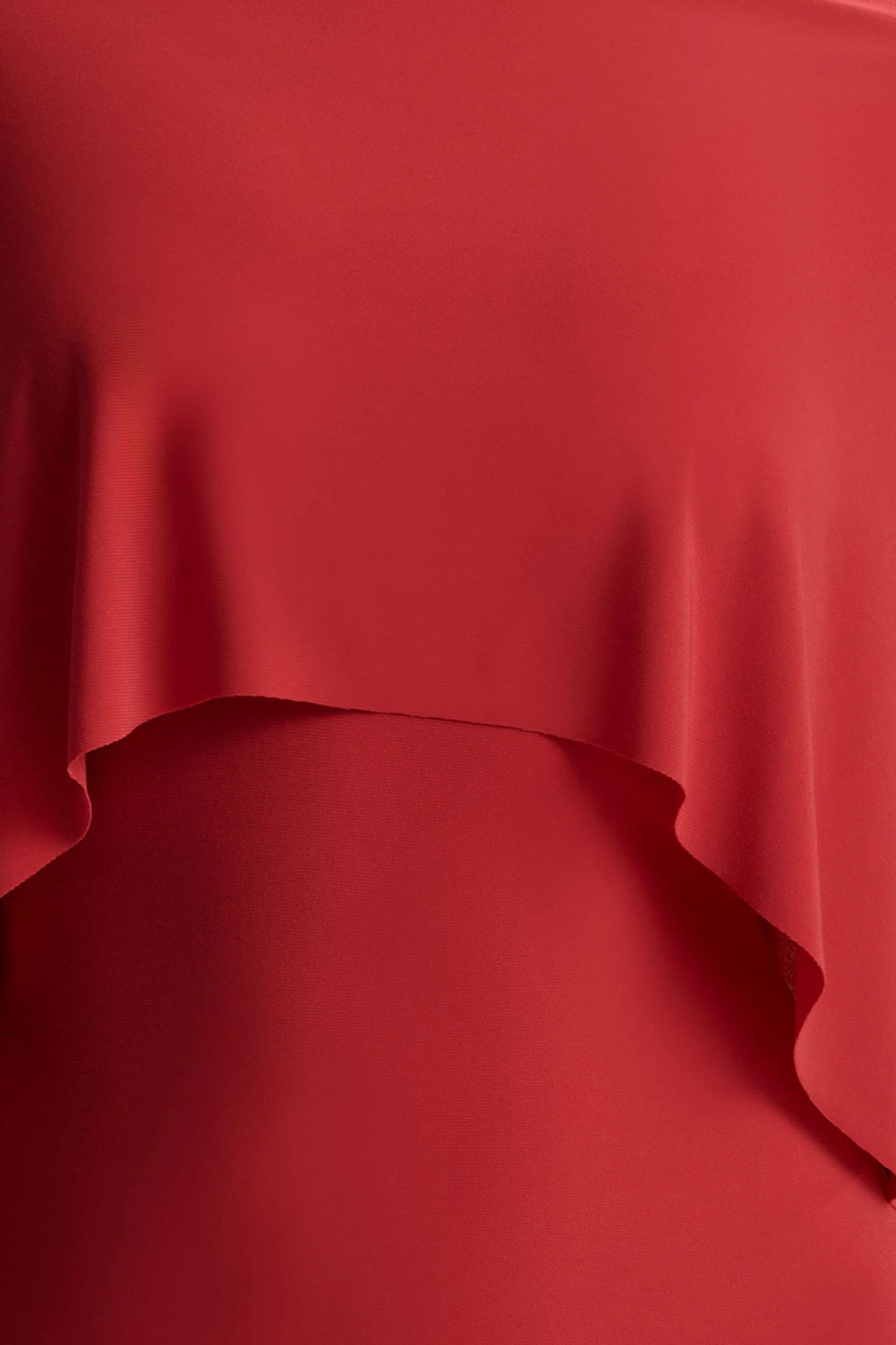 Kalani Red Crew-Neck Midi Dress With Cape-Sleeves