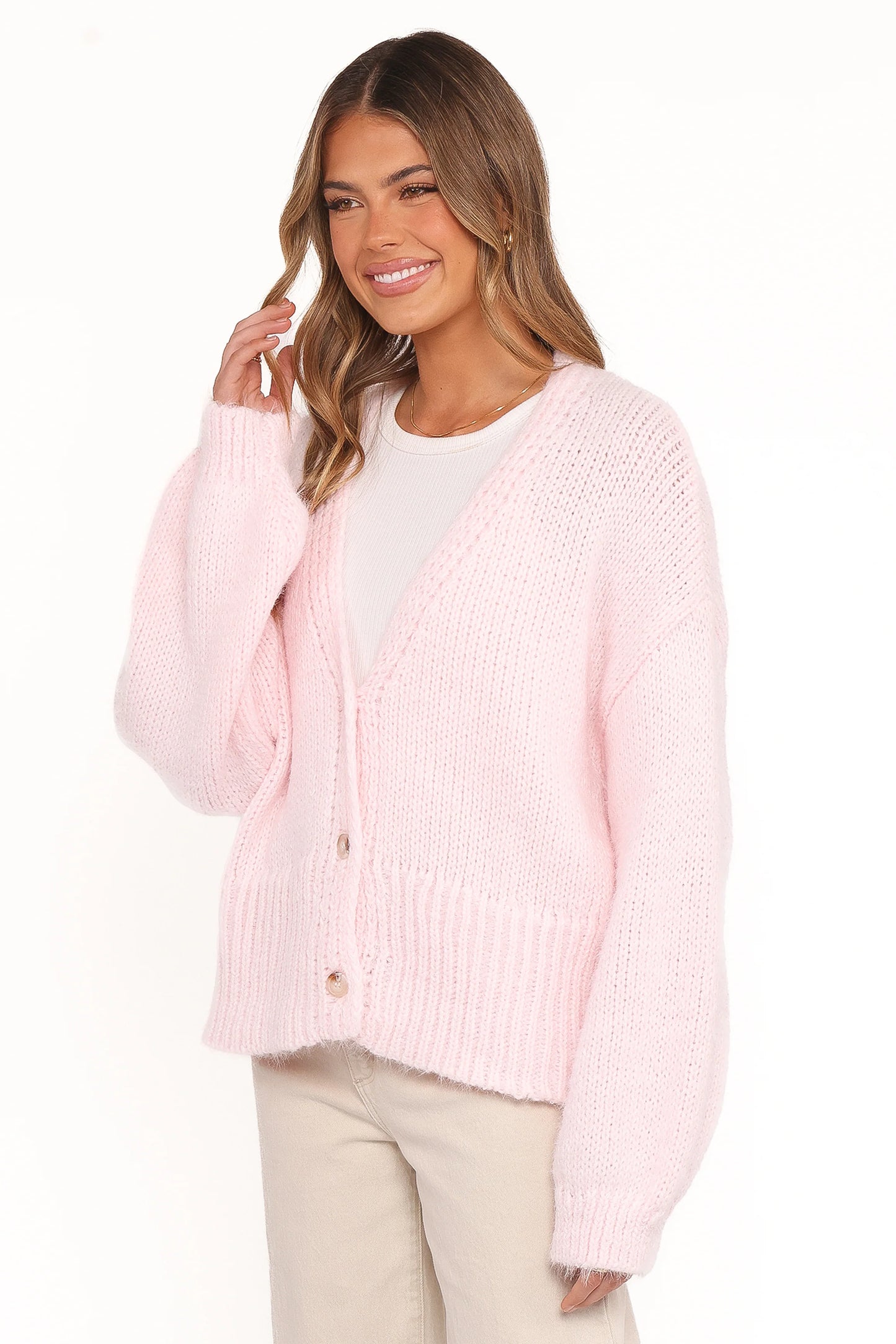 Selina Wide Sleeve Cardigan - Pale Pink