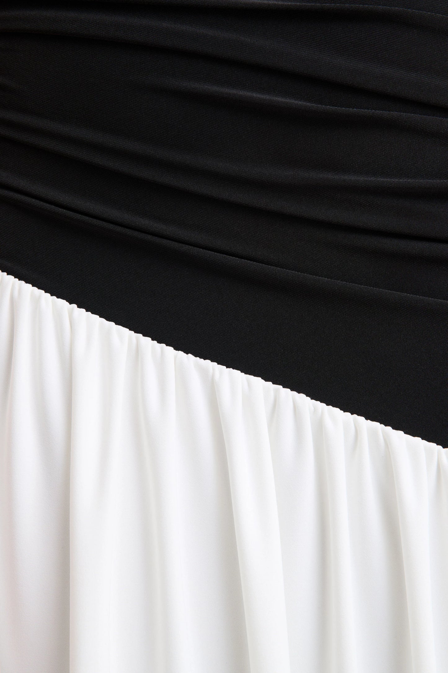 Danila Black And White Asymmetric-Neck Maxi Dress With Drop-Waist