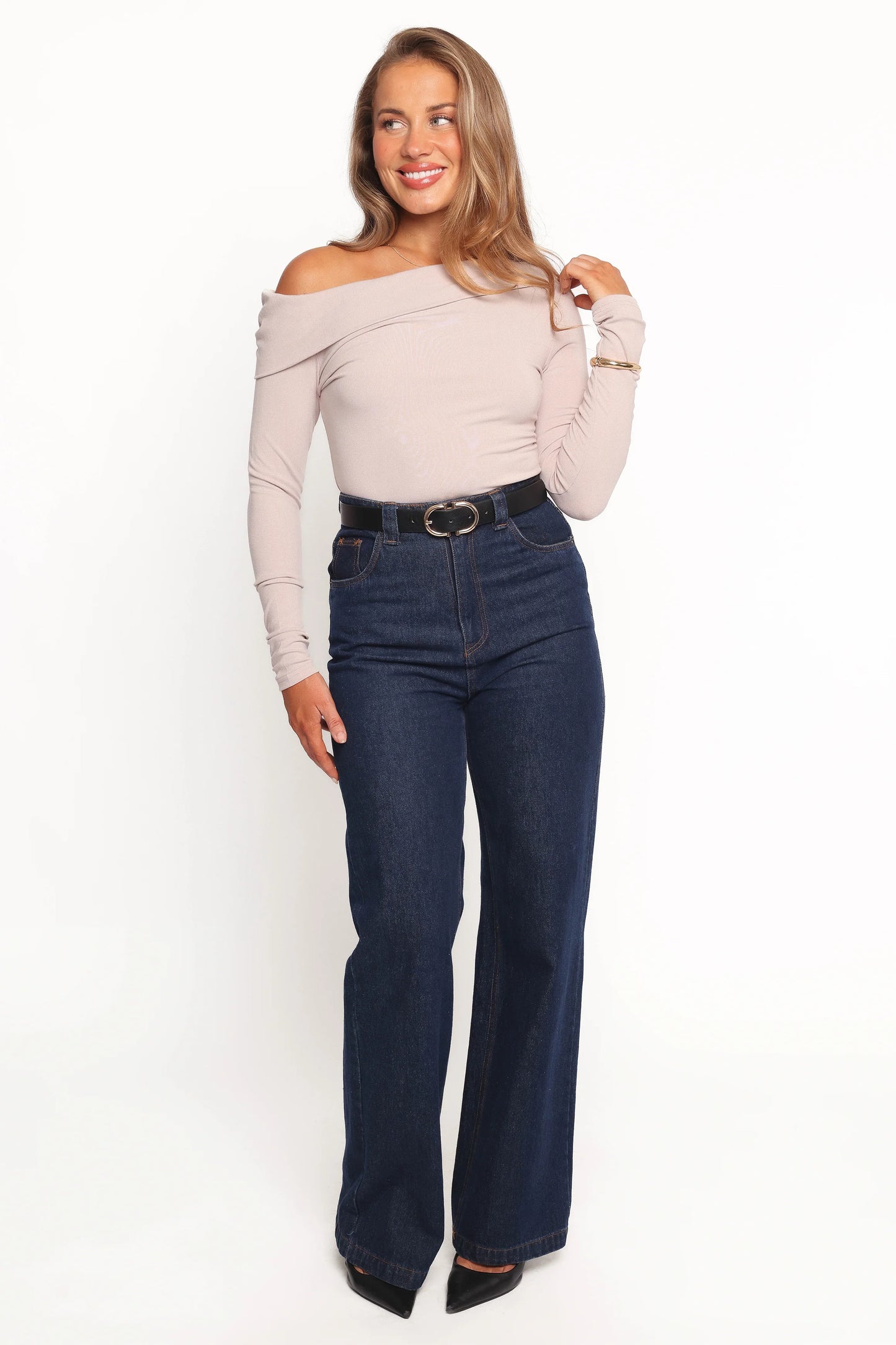 Liah Off Shoulder Knit Top - Grey