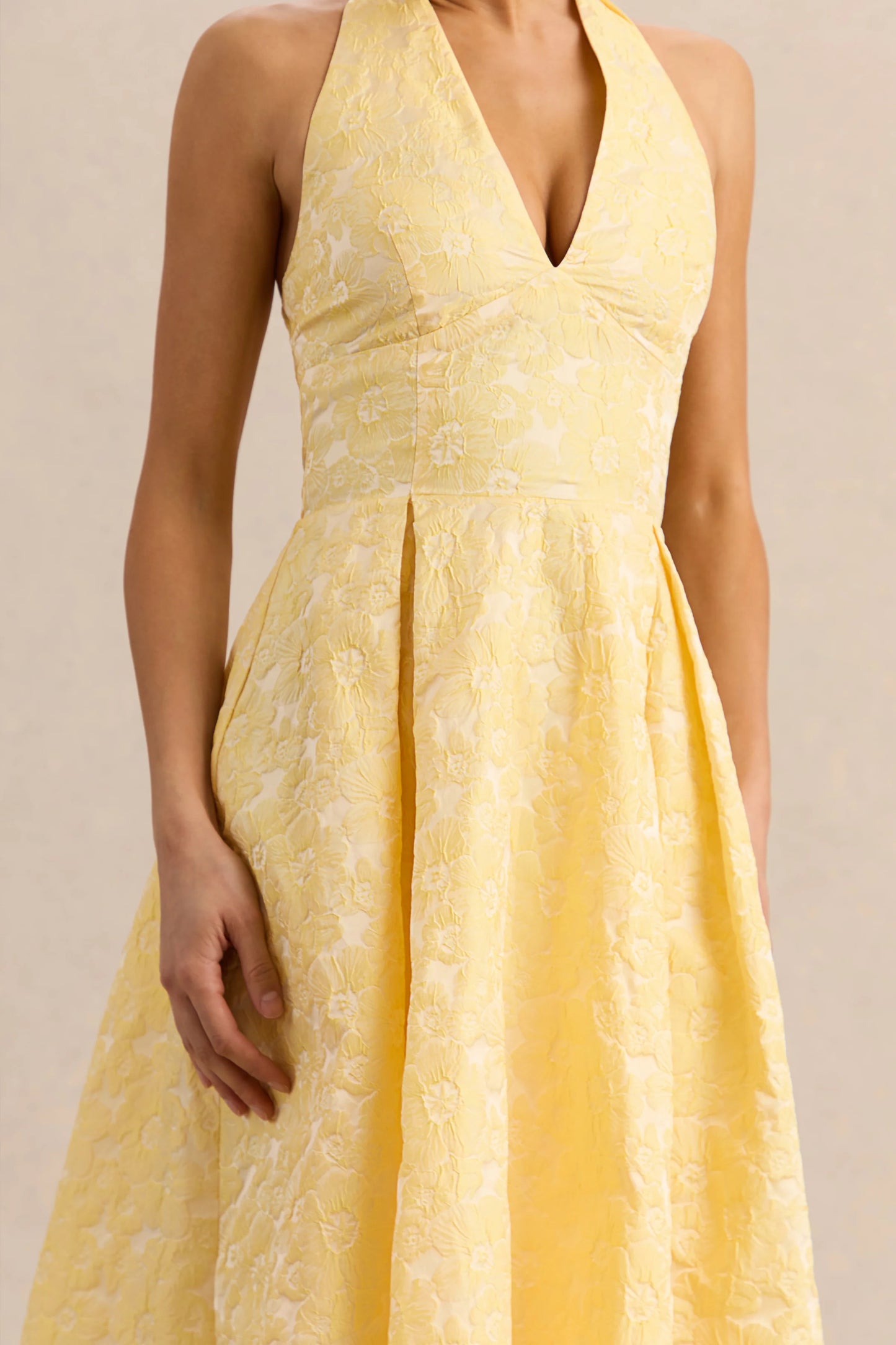 Nyomi Lemon Satin Halter-Neck Midi-Dress