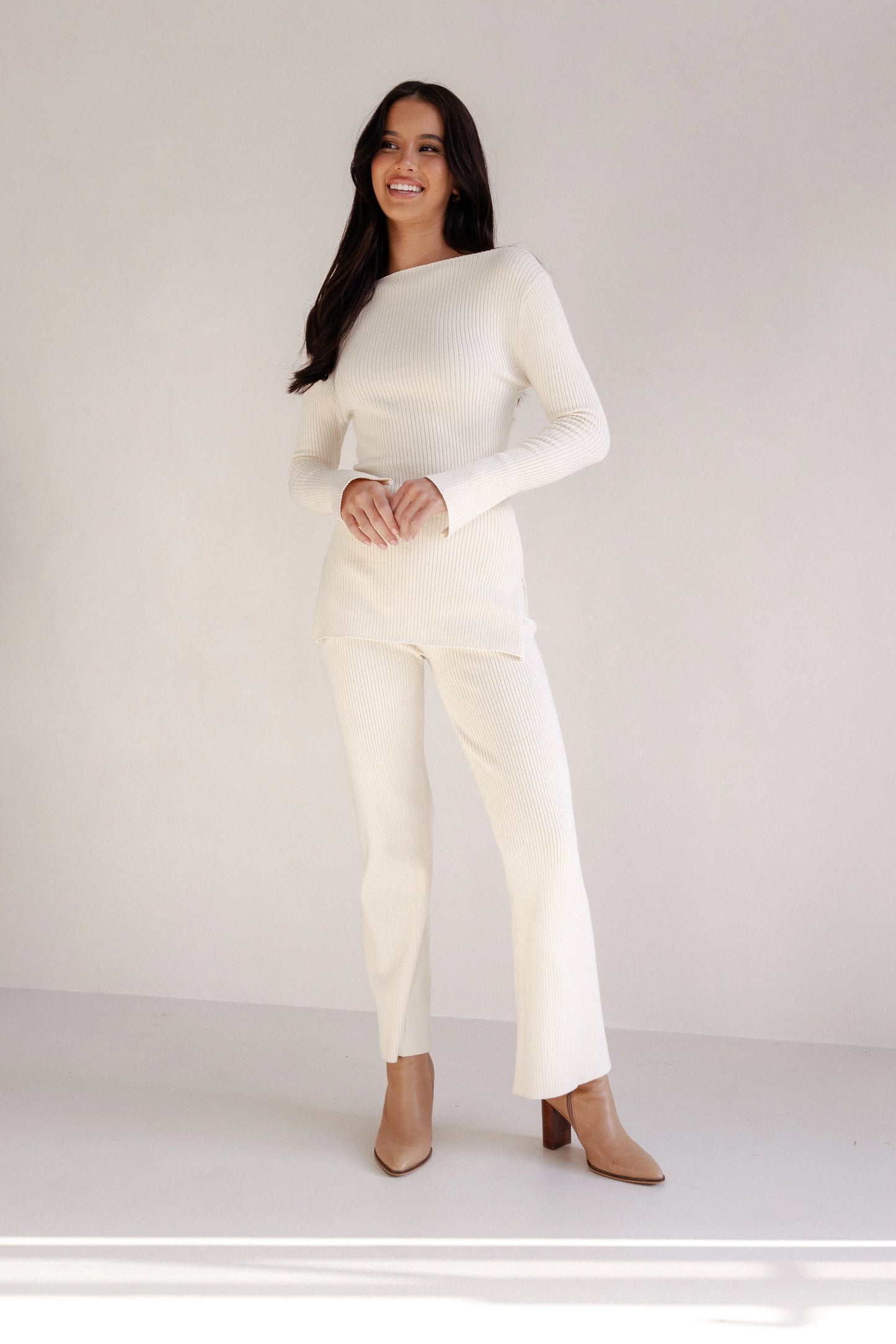 Fleur Ribbed Knit Top - Cream